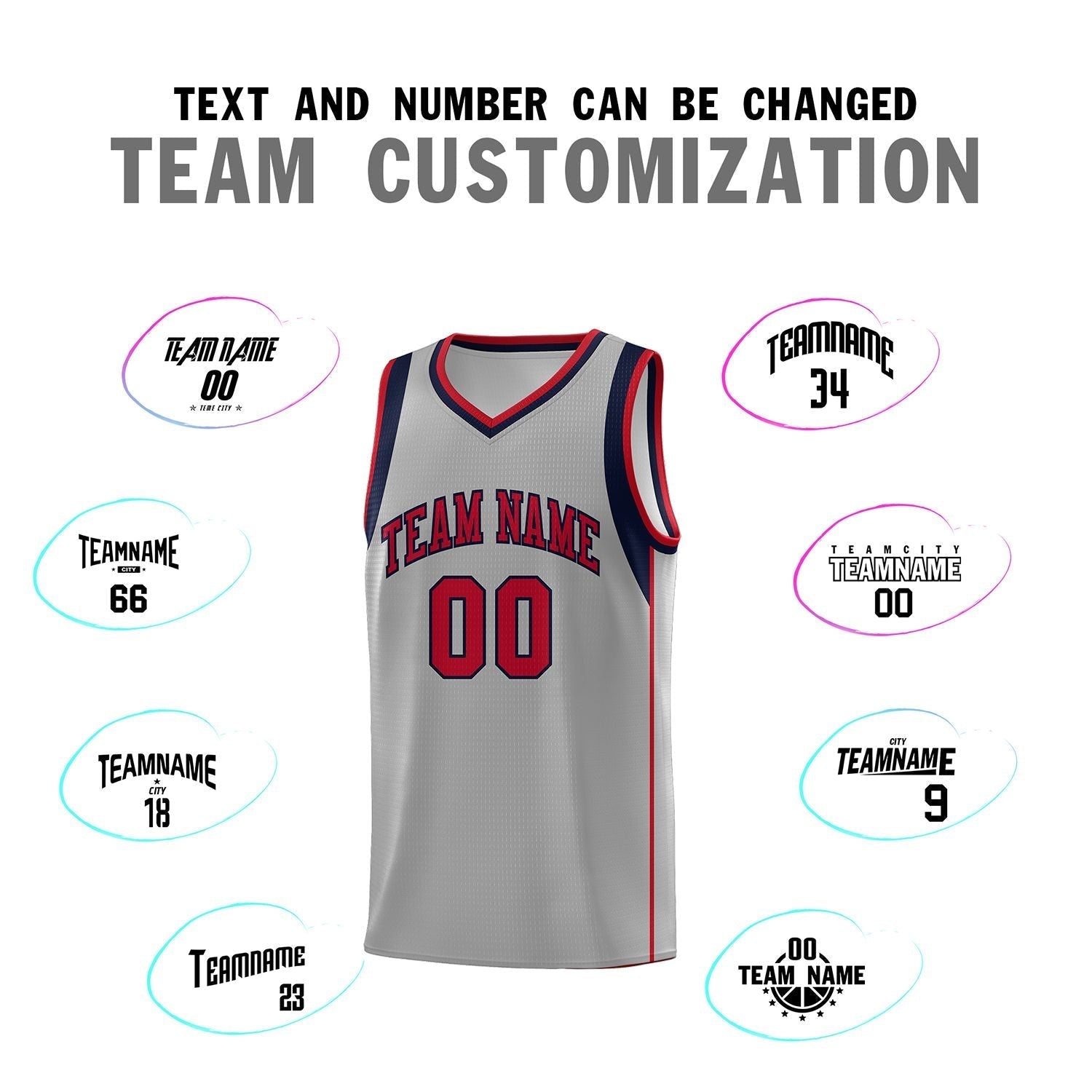 Custom Gray Navy-Red Sleeve Color Blocking Classic Sets Sports Uniform Basketball Jersey