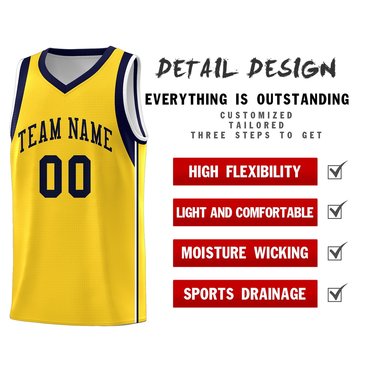 Custom Gold Navy Sleeve Color Blocking Classic Sets Sports Uniform Basketball Jersey