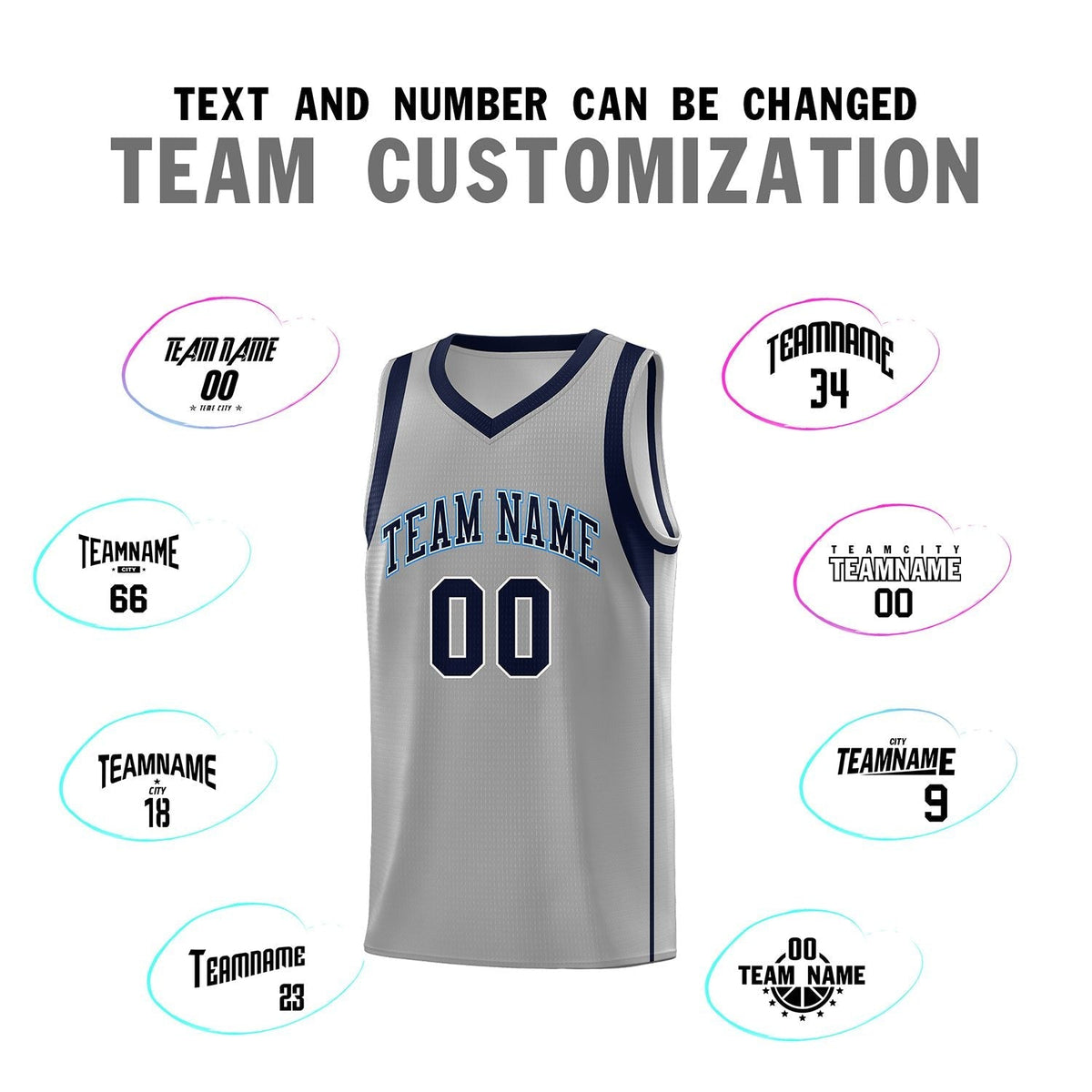 Custom Gray Navy-White Sleeve Color Blocking Classic Sets Sports Uniform Basketball Jersey
