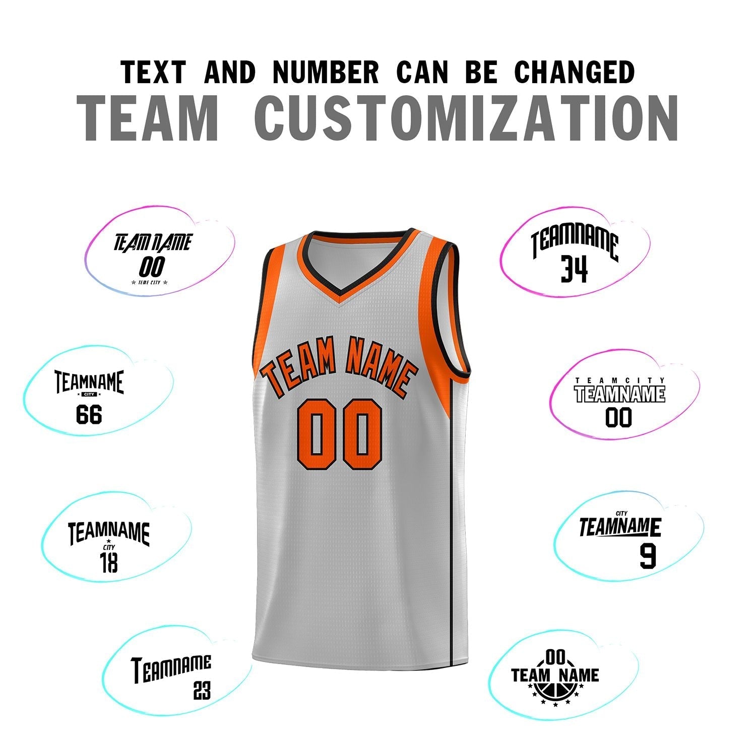 Custom Gray Orange-Black Sleeve Color Blocking Classic Sets Sports Uniform Basketball Jersey