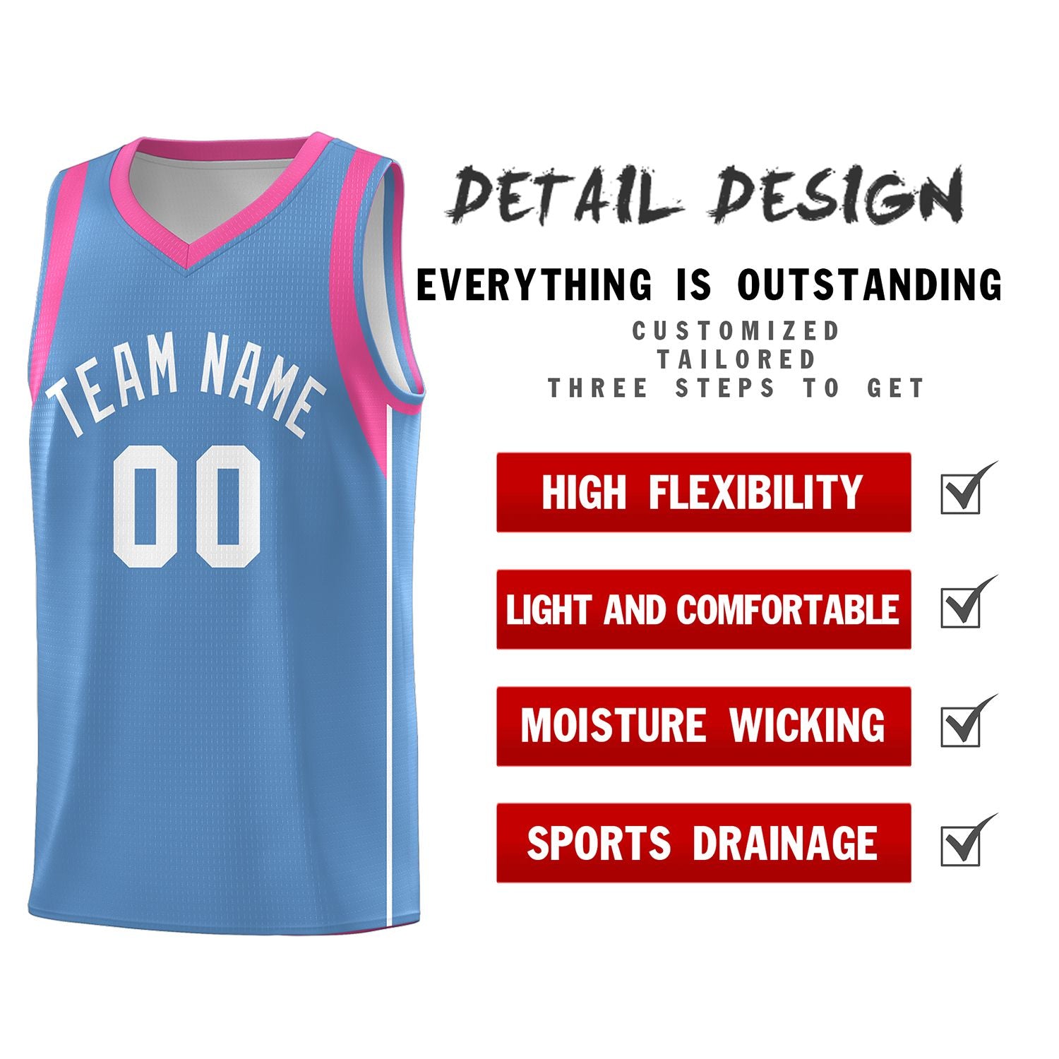 Custom Light Blue White Sleeve Color Blocking Classic Sets Sports Uniform Basketball Jersey
