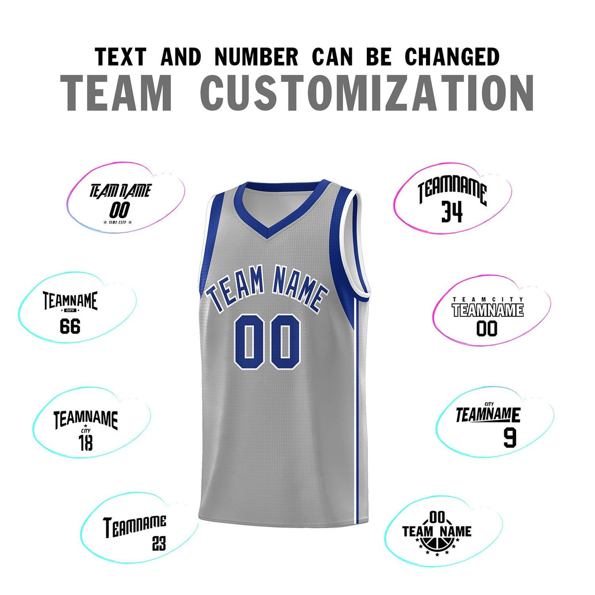 Custom Gray Royal-White Sleeve Color Blocking Classic Sets Sports Uniform Basketball Jersey