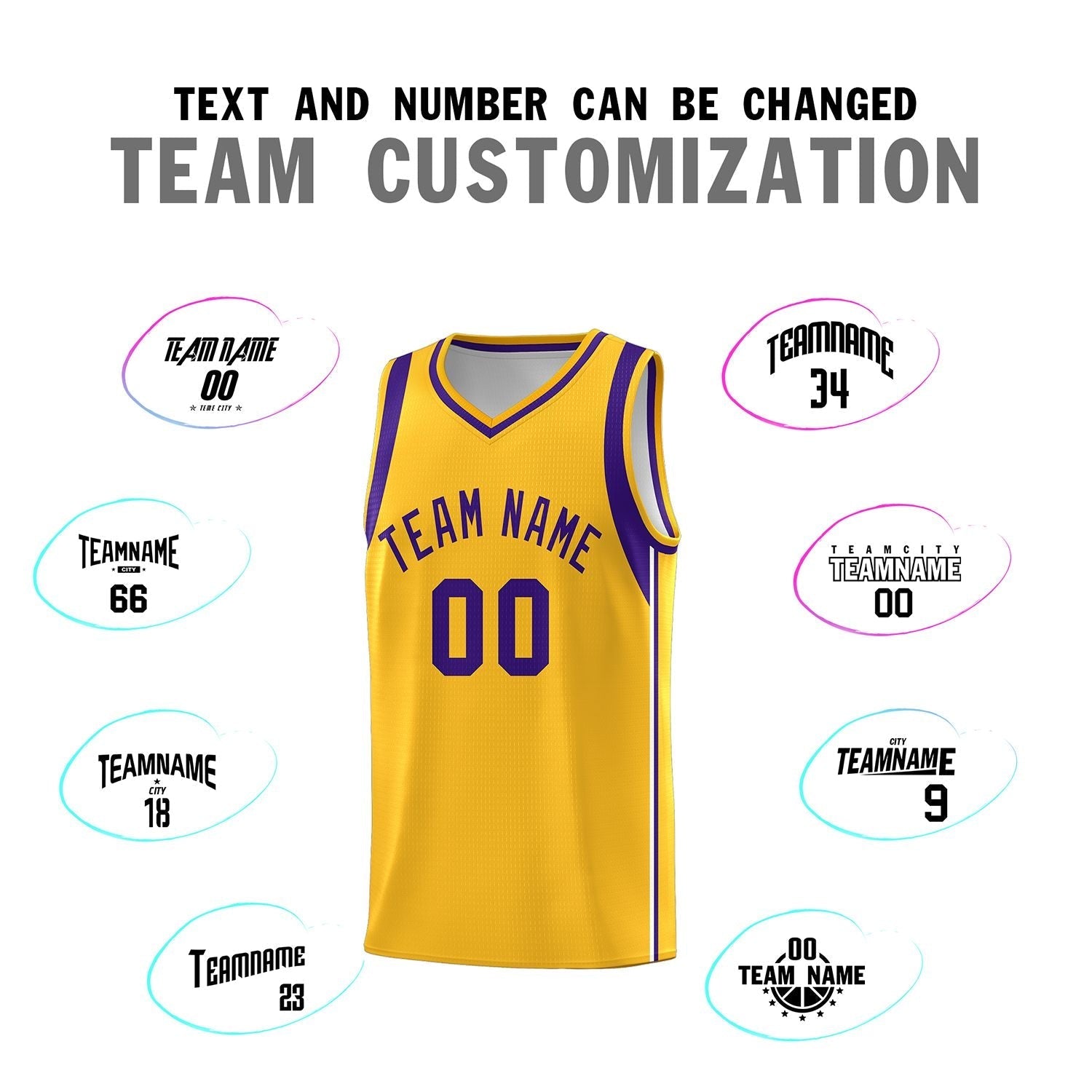 Custom Gold Purple Sleeve Color Blocking Classic Sets Sports Uniform Basketball Jersey