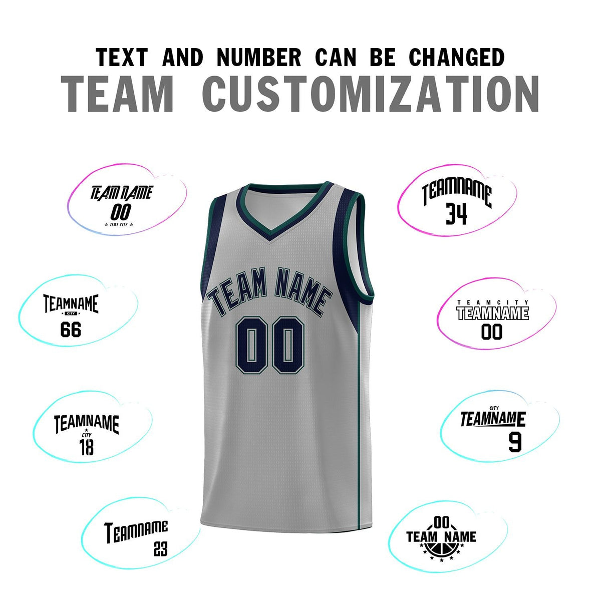 Custom Gray Navy-Green Sleeve Color Blocking Classic Sets Sports Uniform Basketball Jersey