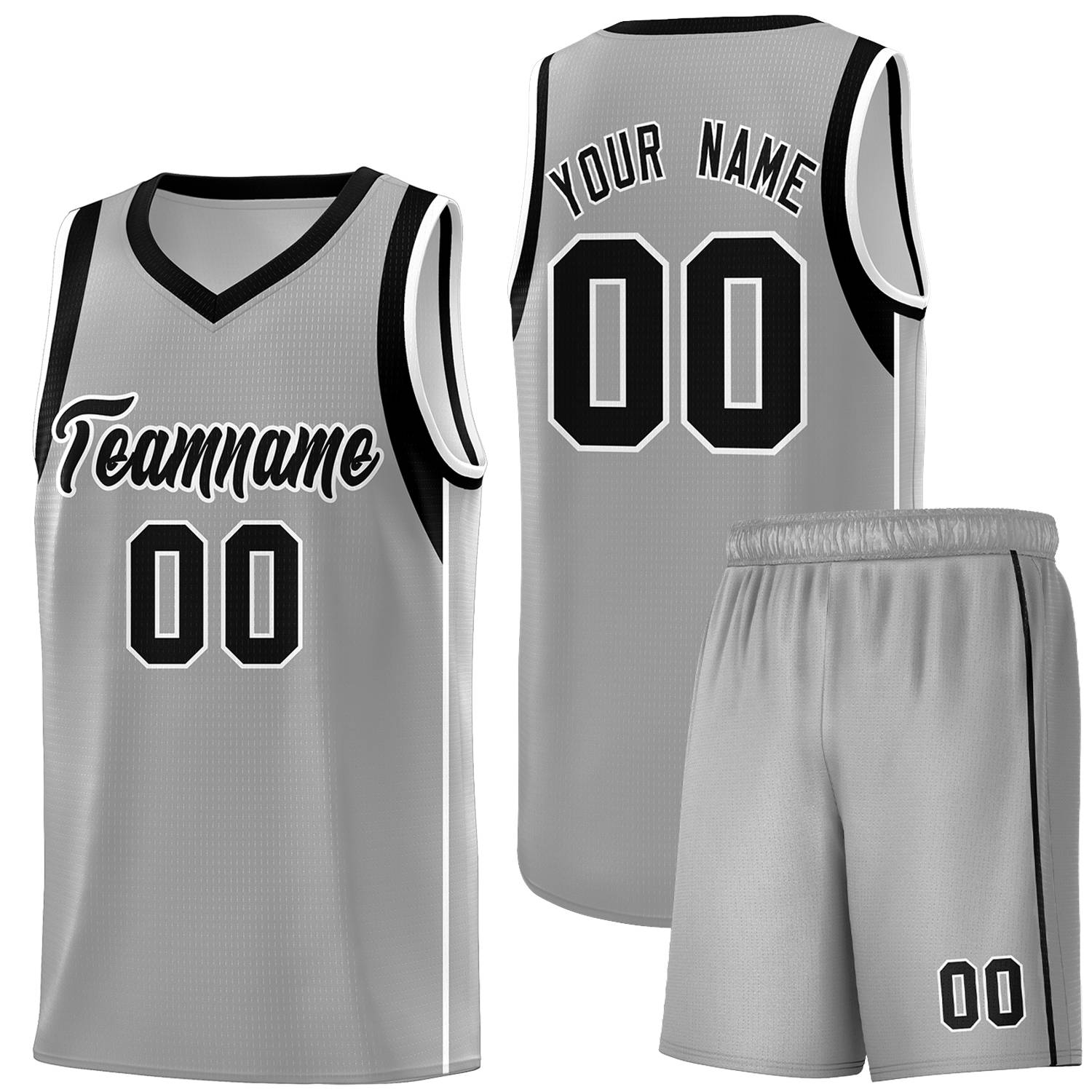 Custom Gray Black-White Sleeve Color Blocking Classic Sets Sports Uniform Basketball Jersey