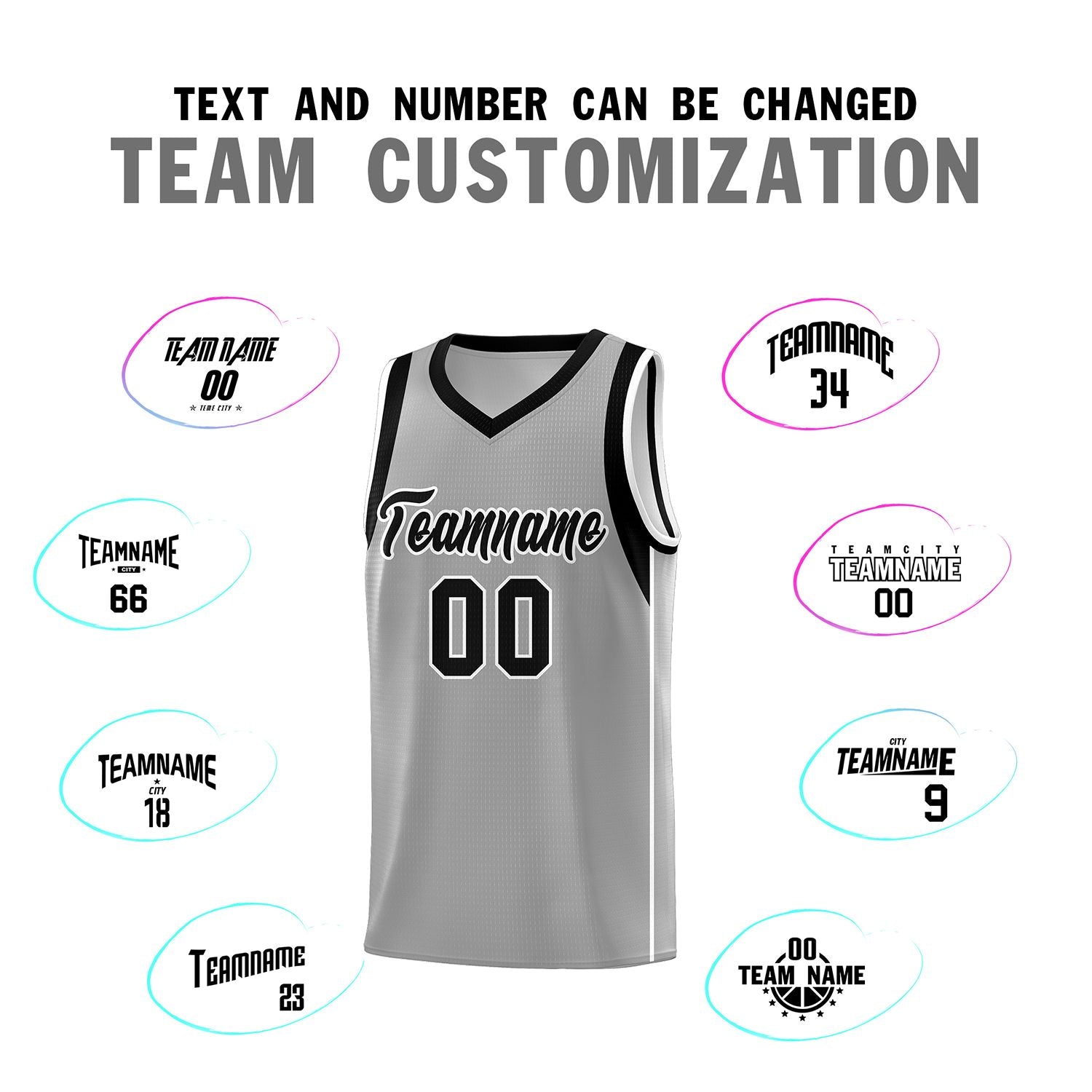 Custom Gray Black-White Sleeve Color Blocking Classic Sets Sports Uniform Basketball Jersey