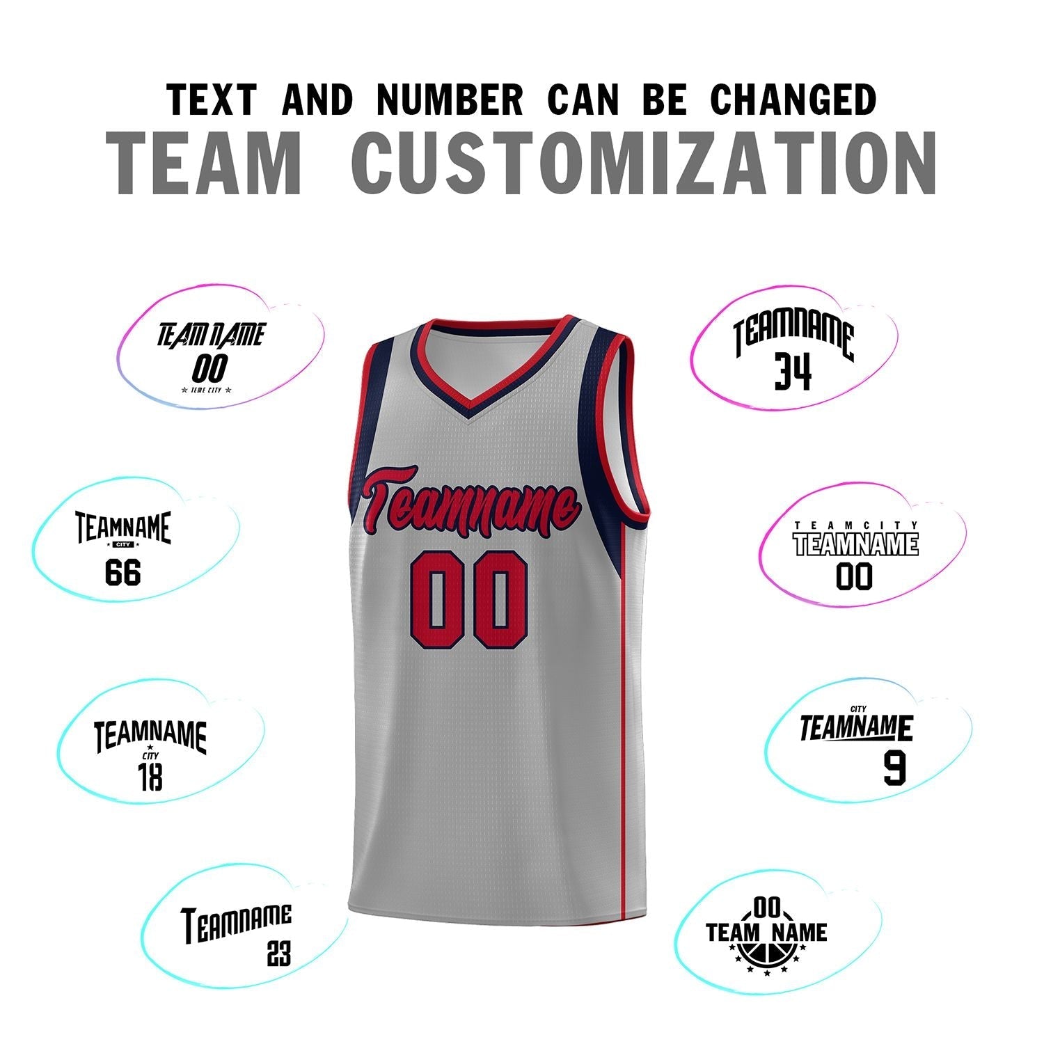 Custom Gray Navy-Red Sleeve Color Blocking Classic Sets Sports Uniform Basketball Jersey