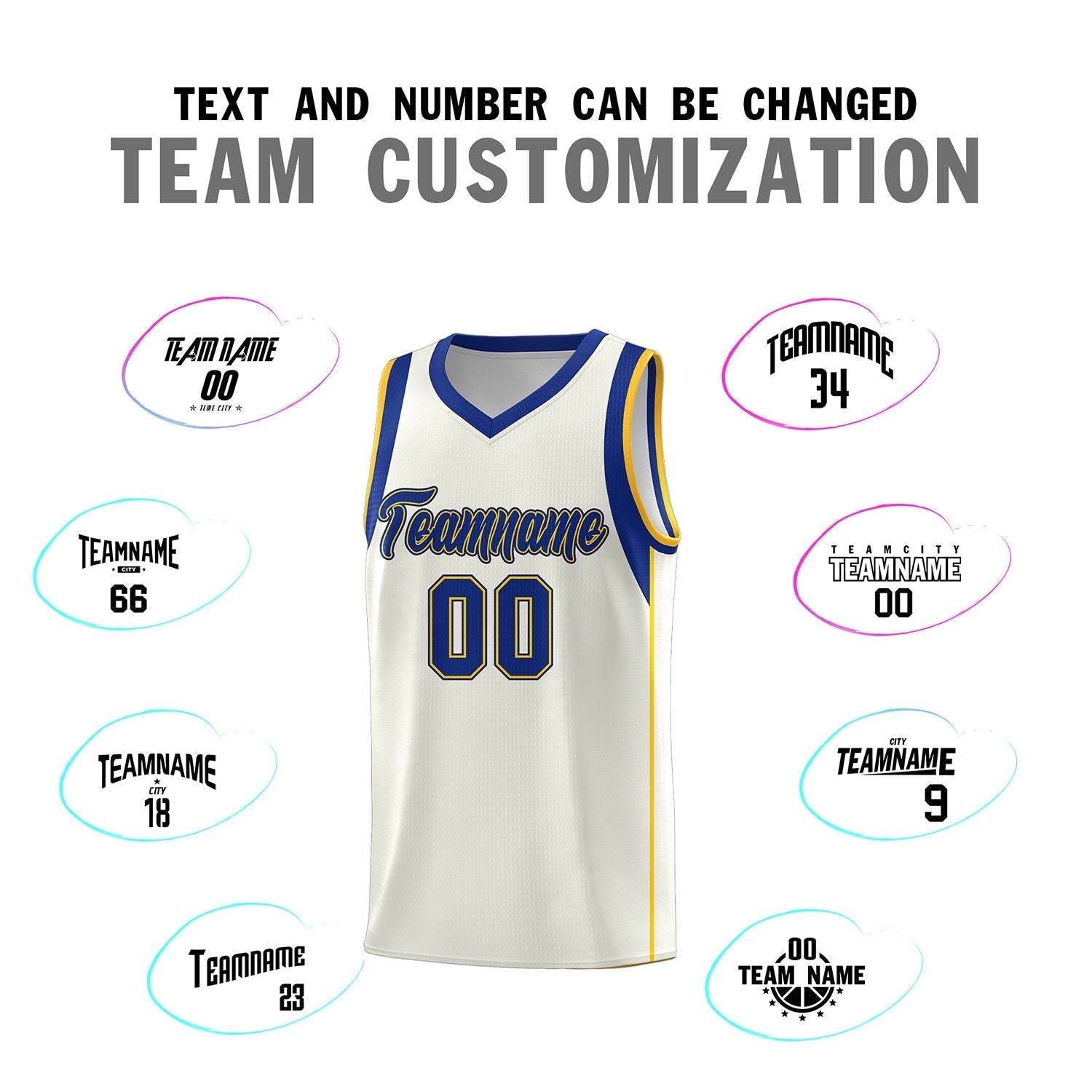 Custom Cream Royal-Gold Sleeve Color Blocking Classic Sets Sports Uniform Basketball Jersey