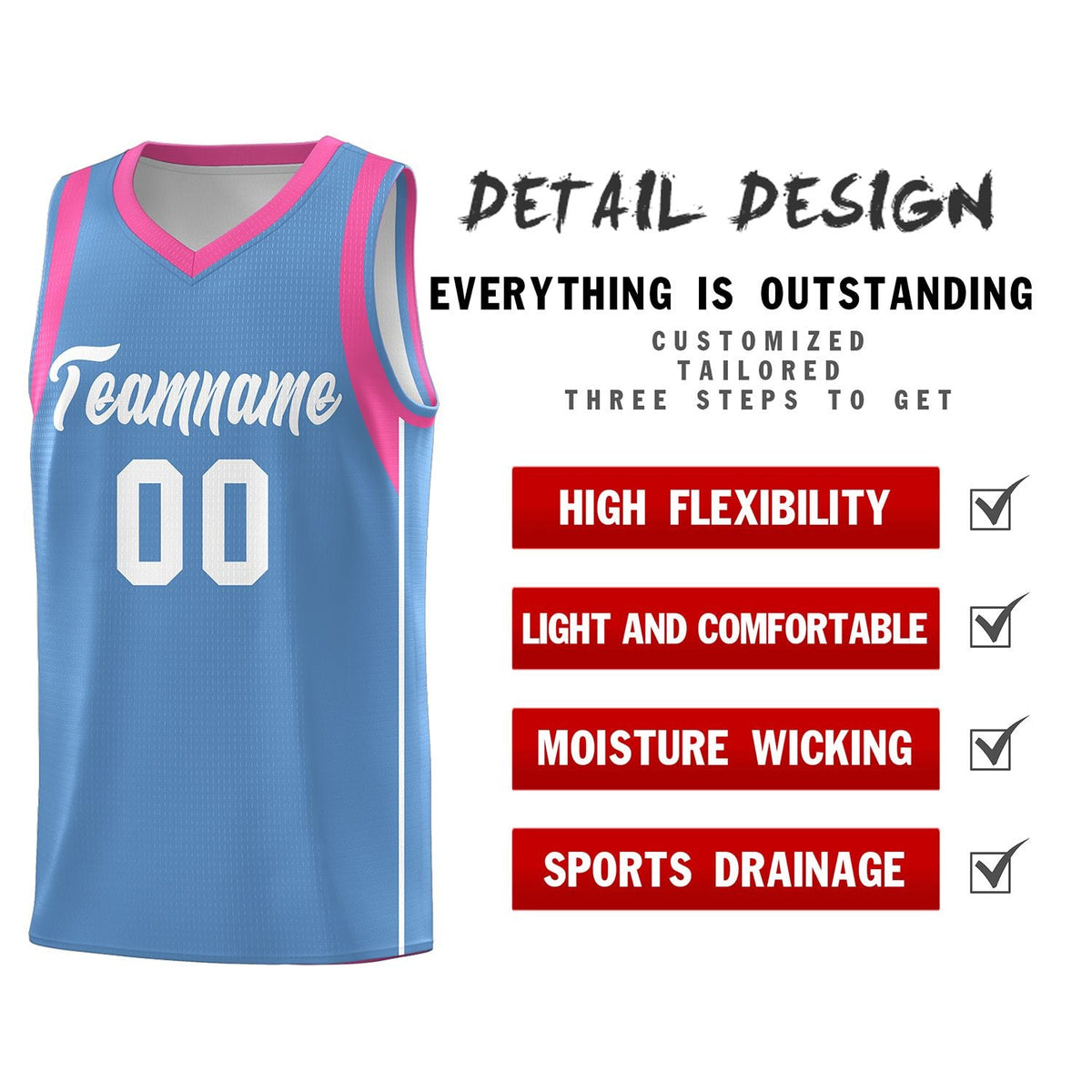Custom Light Blue White Sleeve Color Blocking Classic Sets Sports Uniform Basketball Jersey