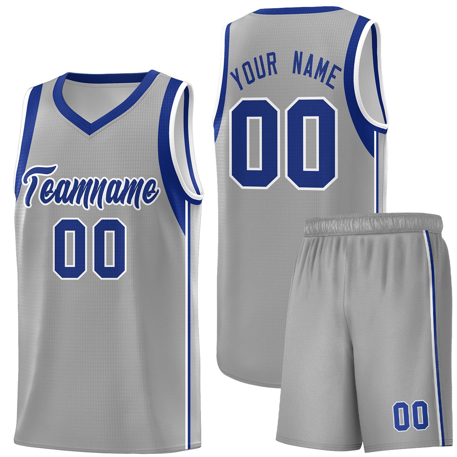 Custom Gray Royal-White Sleeve Color Blocking Classic Sets Sports Uniform Basketball Jersey