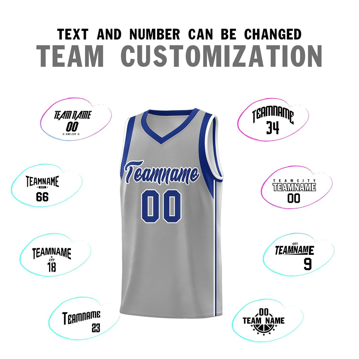 Custom Gray Royal-White Sleeve Color Blocking Classic Sets Sports Uniform Basketball Jersey