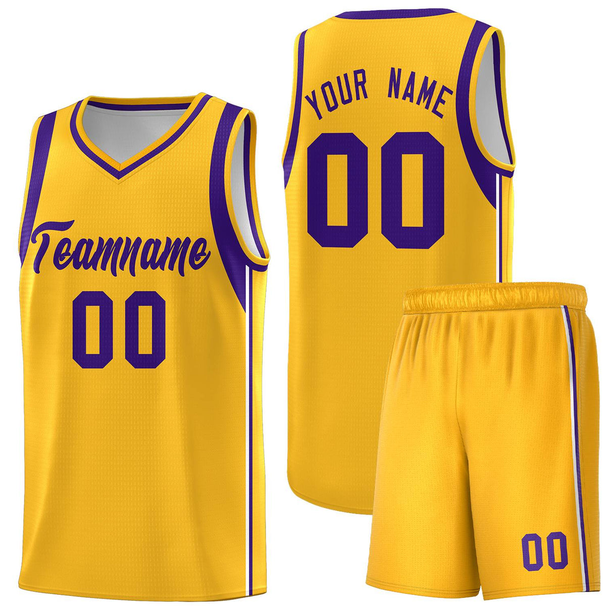 Custom Gold Purple Sleeve Color Blocking Classic Sets Sports Uniform Basketball Jersey
