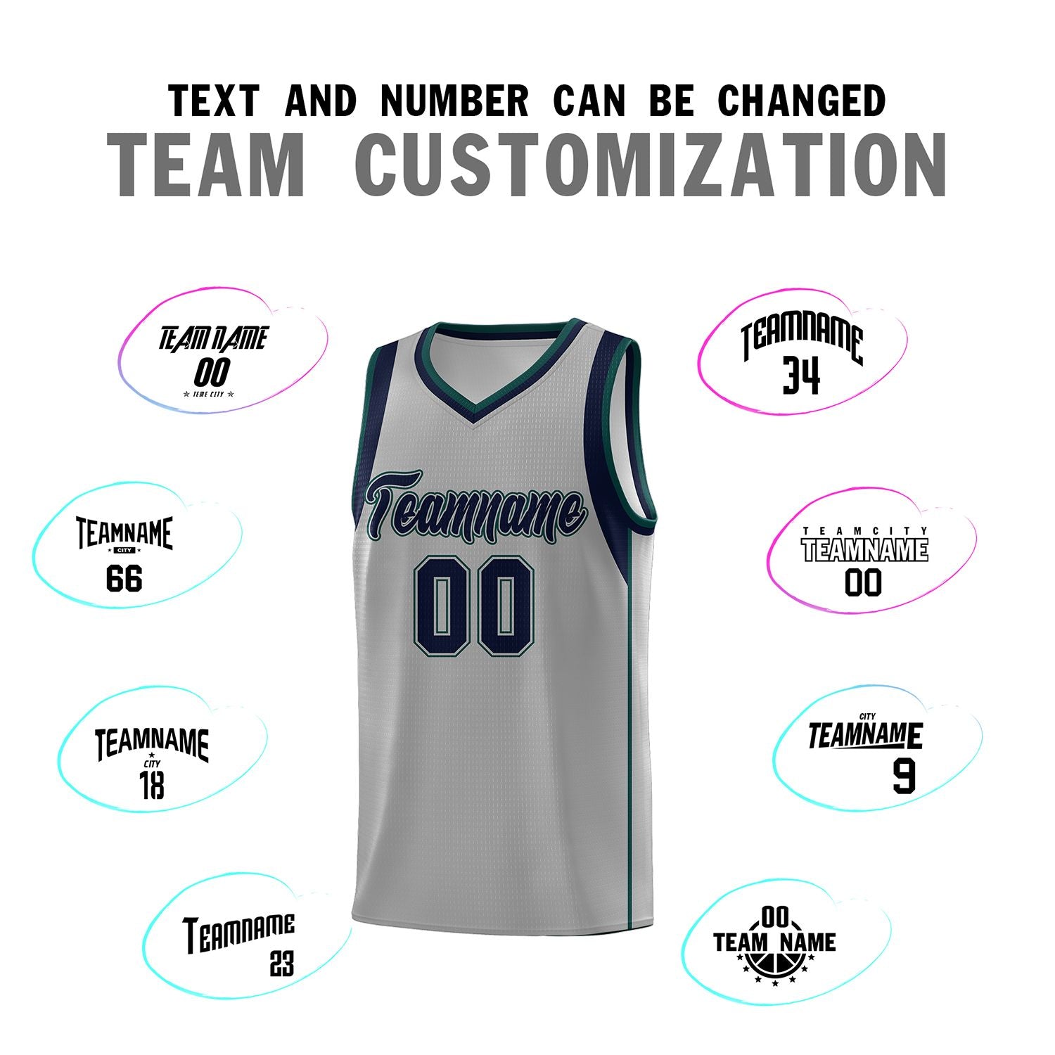 Custom Gray Navy-Green Sleeve Color Blocking Classic Sets Sports Uniform Basketball Jersey