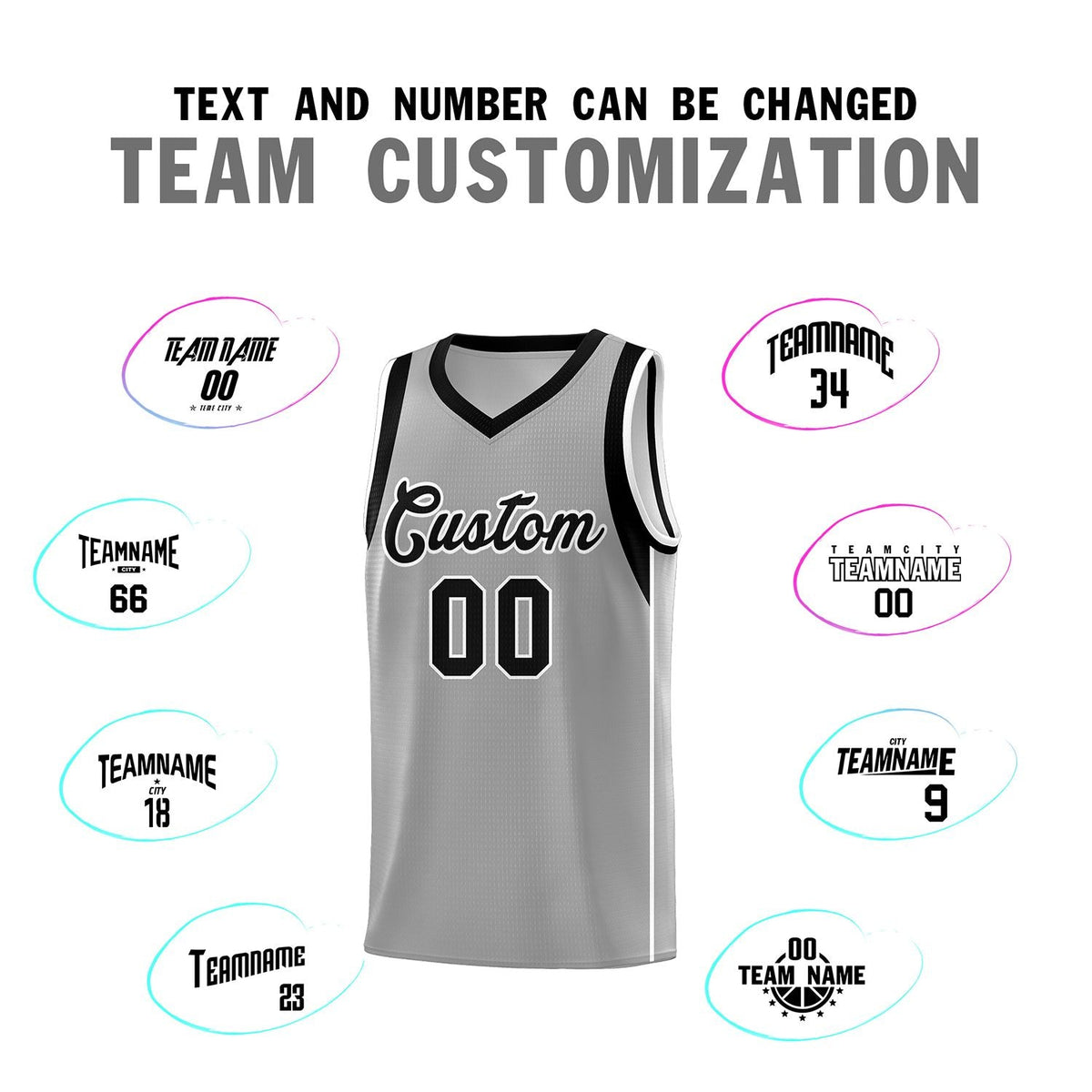 Custom Gray Black-White Sleeve Color Blocking Classic Sets Sports Uniform Basketball Jersey