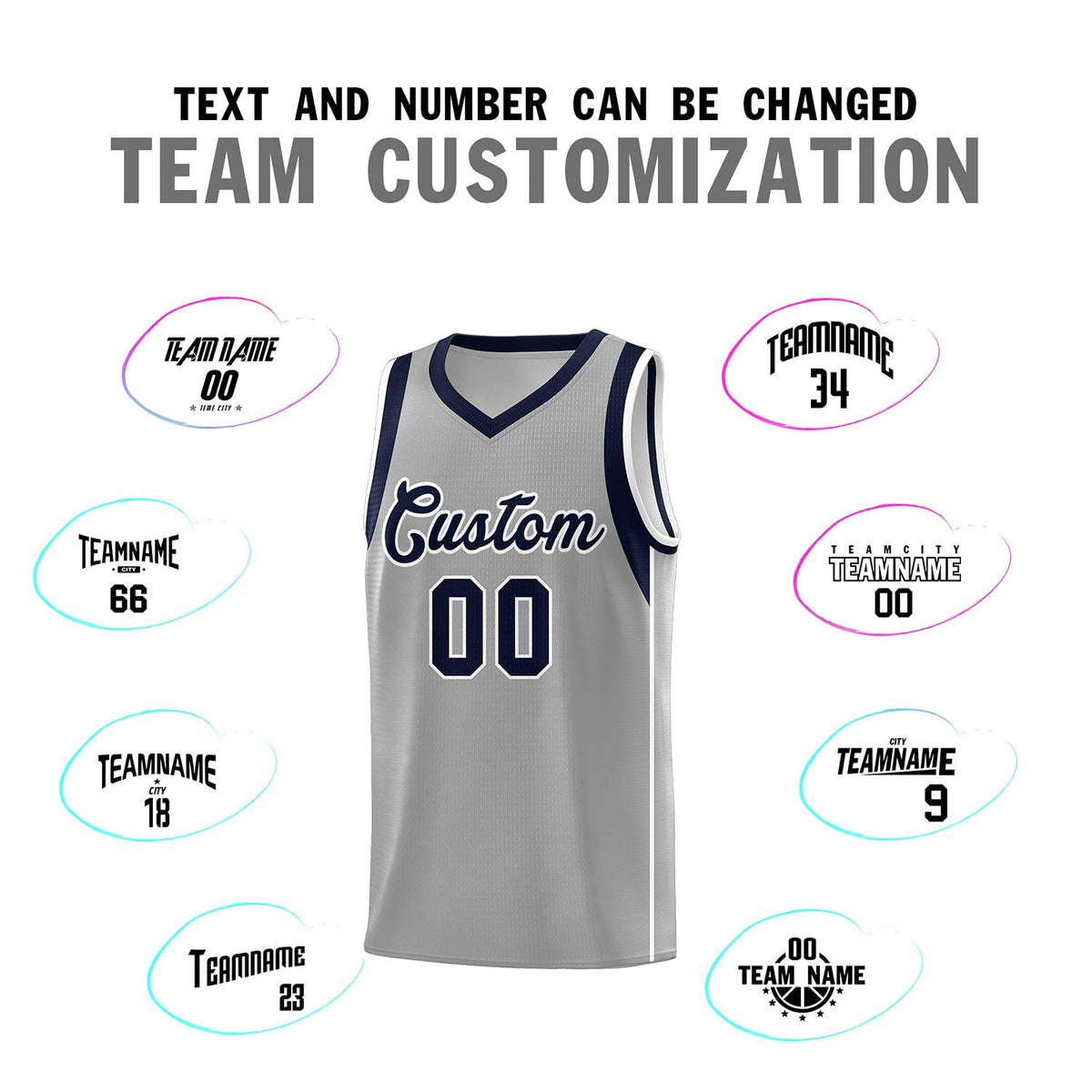 Custom Gray Navy-White Sleeve Color Blocking Classic Sets Sports Uniform Basketball Jersey