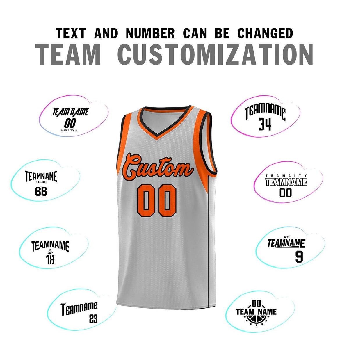 Custom Gray Orange-Black Sleeve Color Blocking Classic Sets Sports Uniform Basketball Jersey