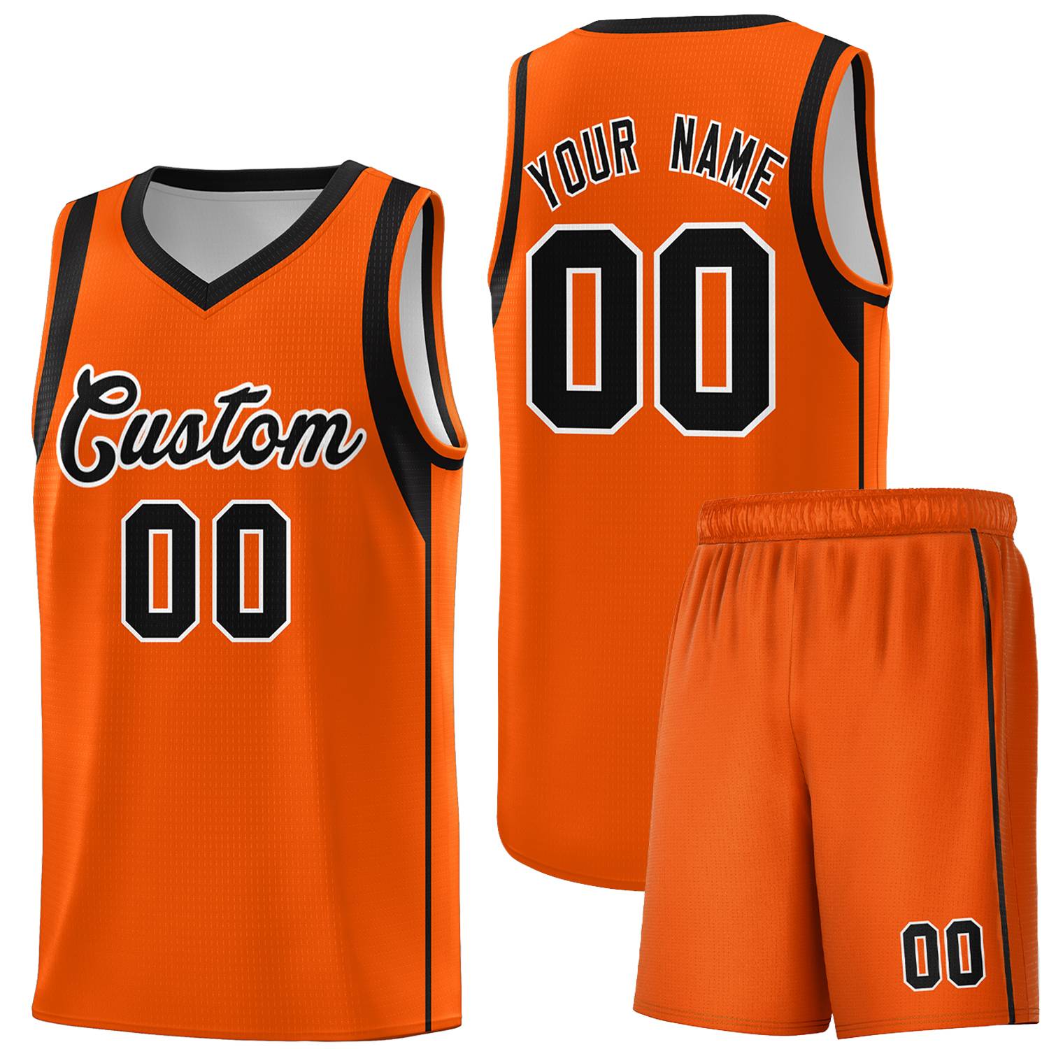 Custom Orange Black-White Sleeve Color Blocking Classic Sets Sports Uniform Basketball Jersey