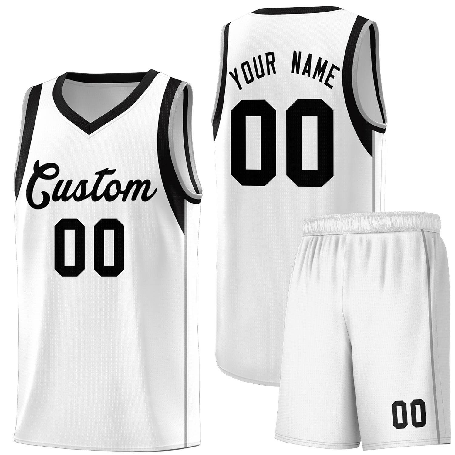 Custom White Black Sleeve Color Blocking Classic Sets Sports Uniform Basketball Jersey
