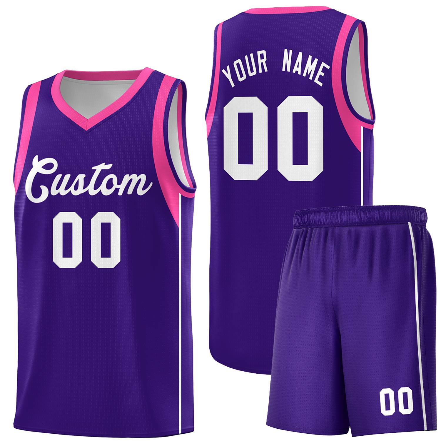 Custom Purple White Sleeve Color Blocking Classic Sets Sports Uniform Basketball Jersey