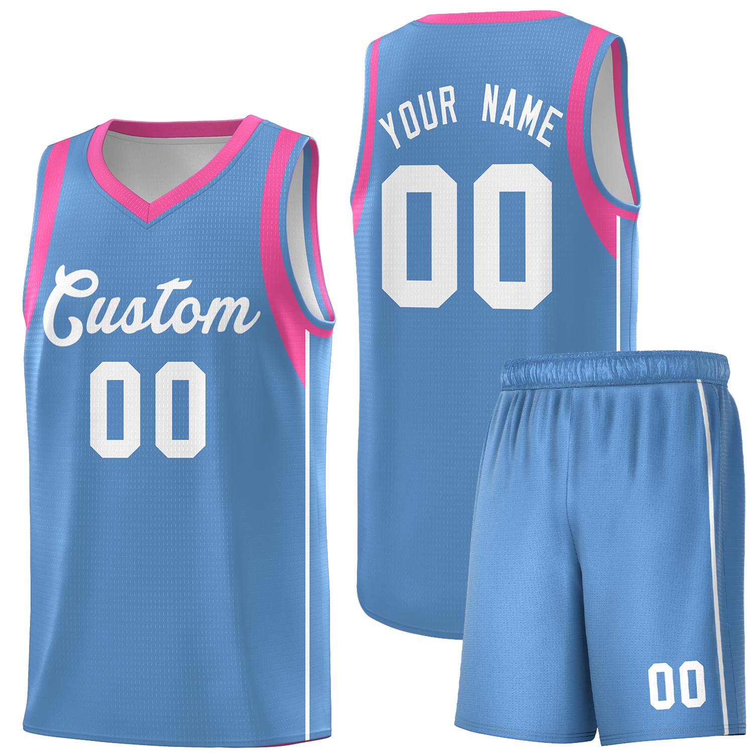 Custom Light Blue White Sleeve Color Blocking Classic Sets Sports Uniform Basketball Jersey