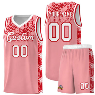 Custom Light Pink Mosaic Stars Pattern Sports Uniform Basketball Jersey - Style 1