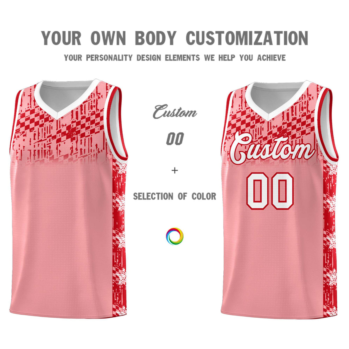 Custom Light Pink Mosaic Stars Pattern Sports Uniform Basketball Jersey