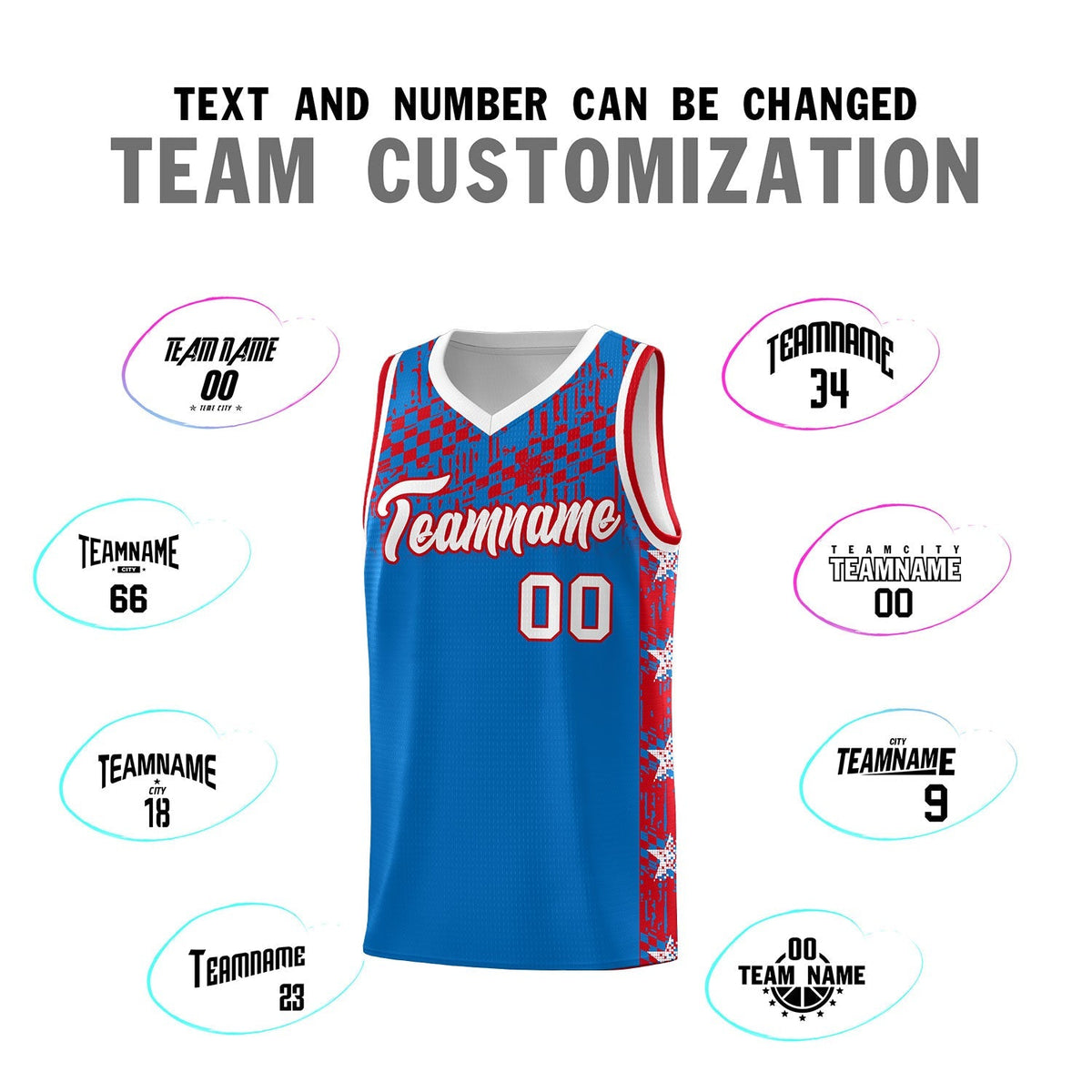 Custom Royal Mosaic Stars Pattern Sports Uniform Basketball Jersey