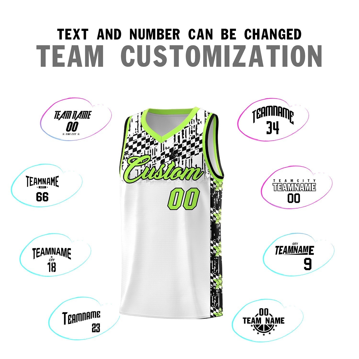 Custom White Mosaic Stars Pattern Sports Uniform Basketball Jersey