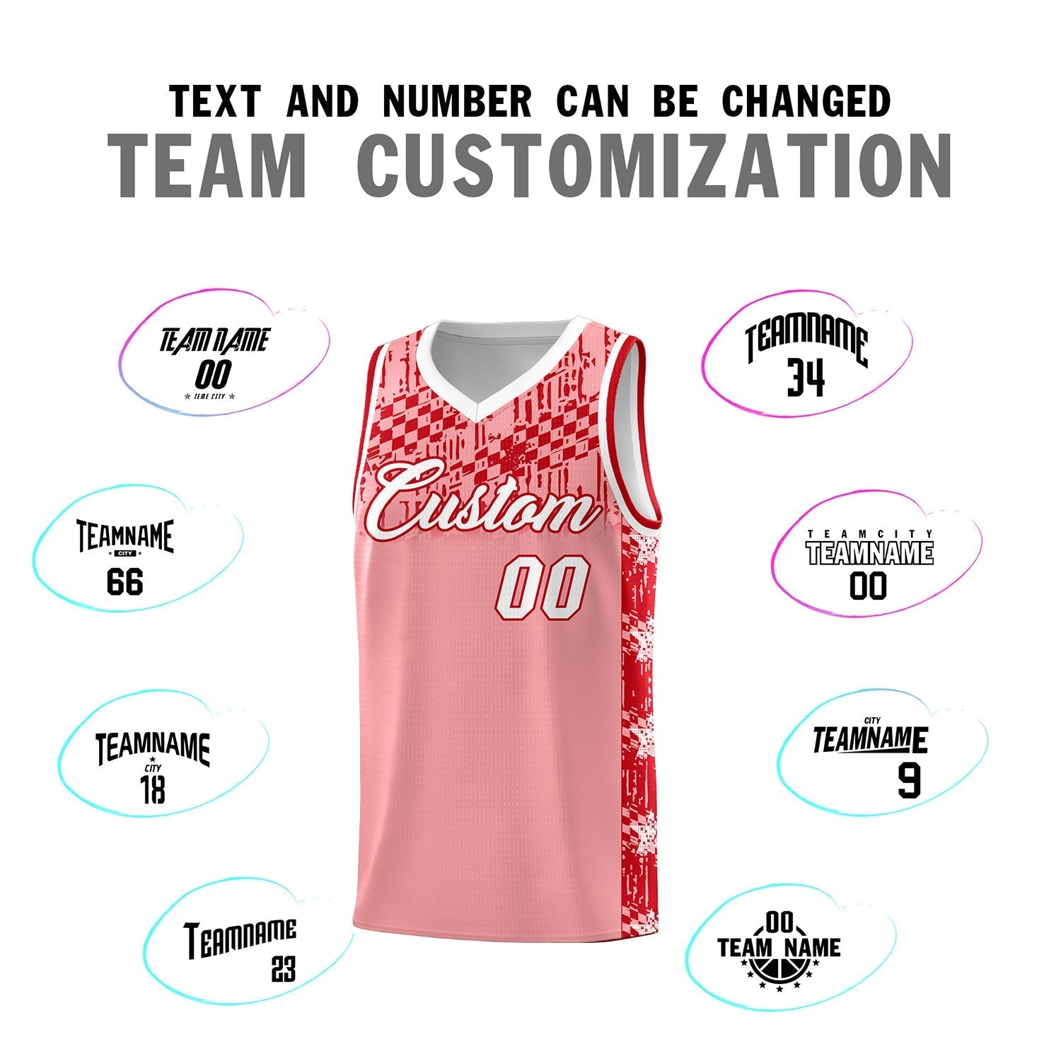 Custom Light Pink Mosaic Stars Pattern Sports Uniform Basketball Jersey