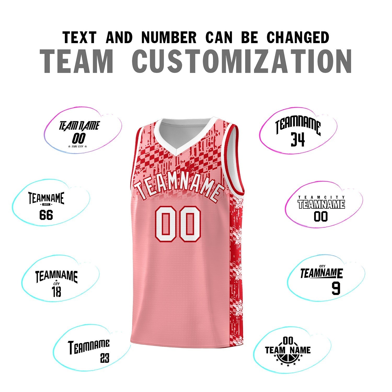 Custom Light Pink Mosaic Stars Pattern Sports Uniform Basketball Jersey