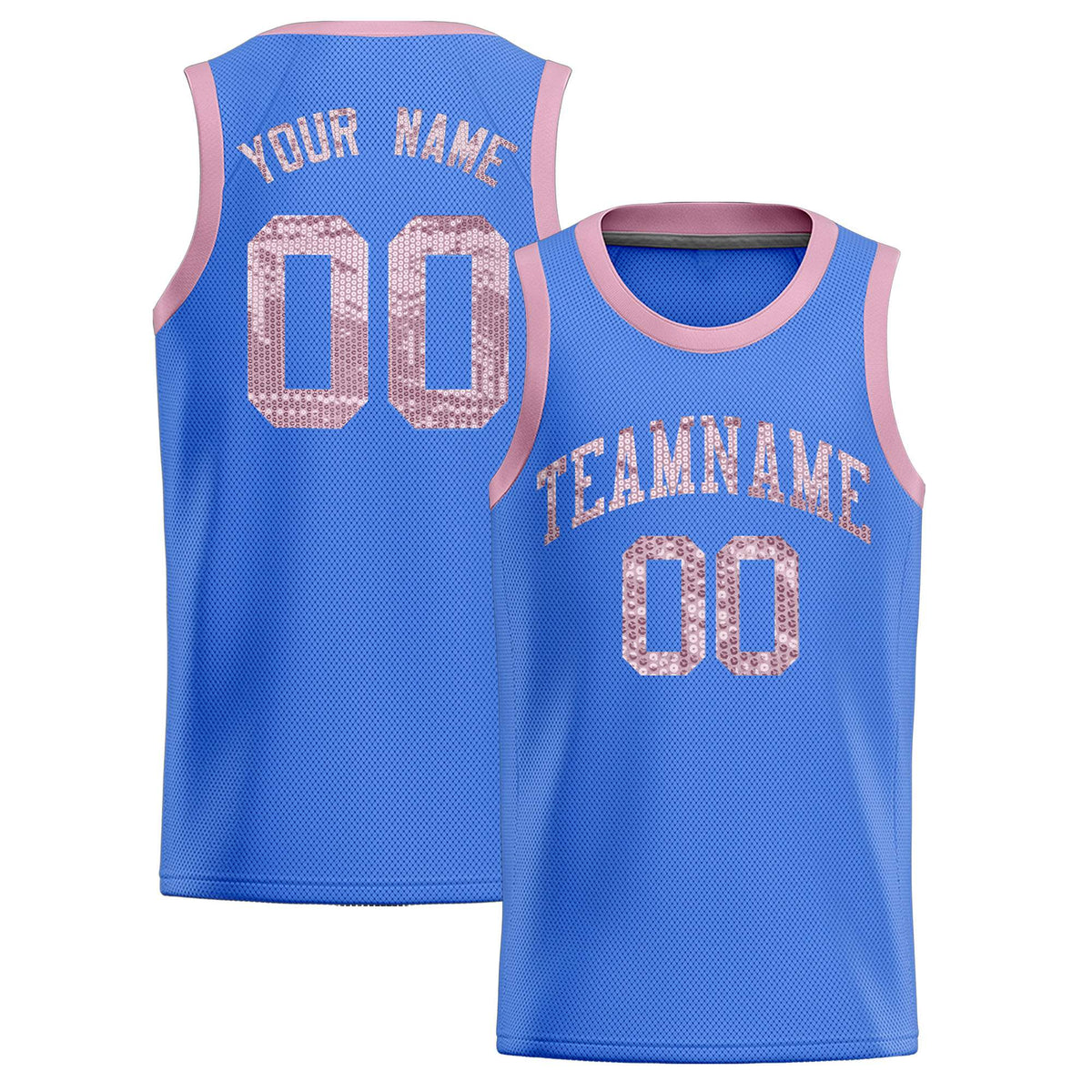 Custom Powder Blue Sequined Tops Athletic Basketball Jersey