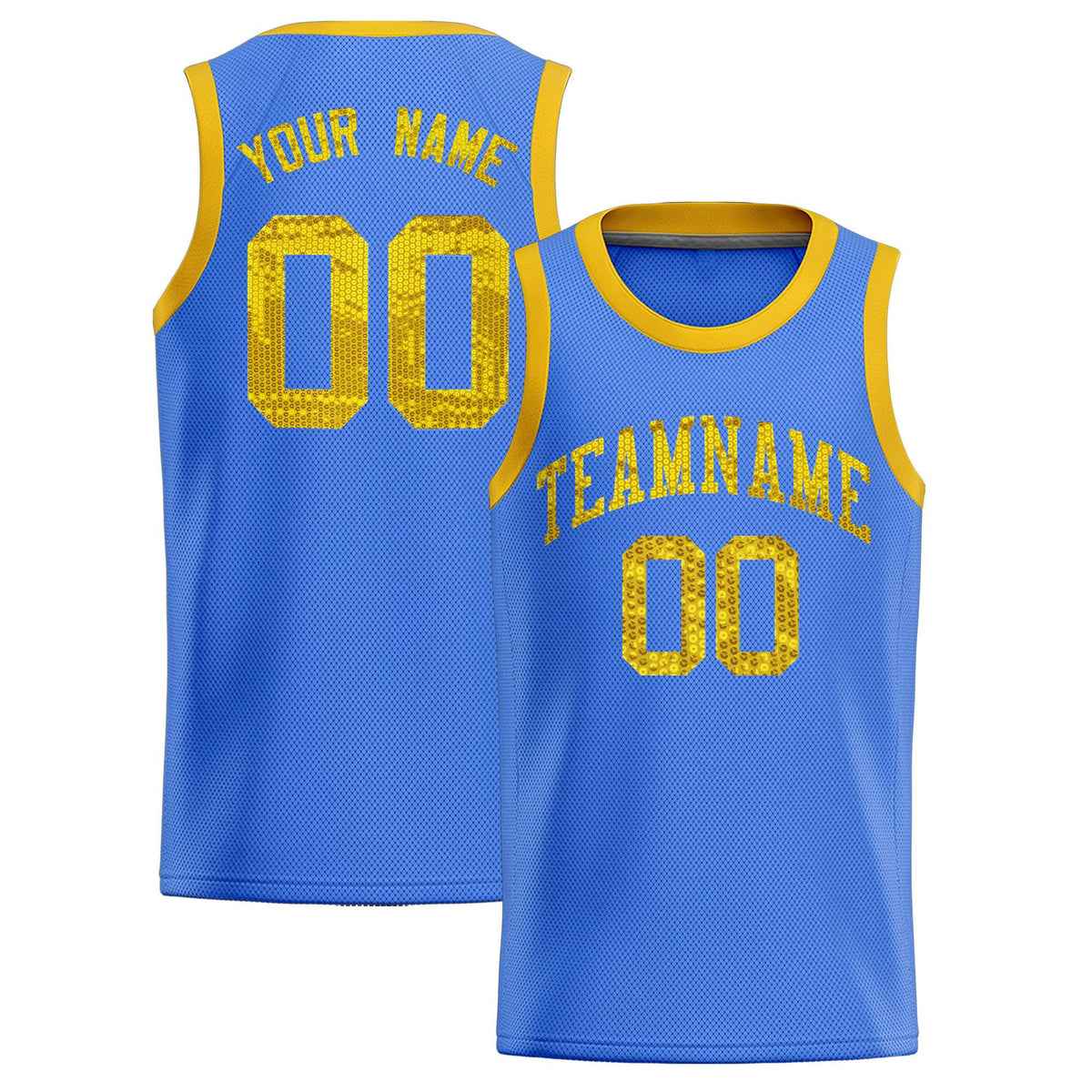 Custom Powder Blue Sequined Tops Athletic Basketball Jersey
