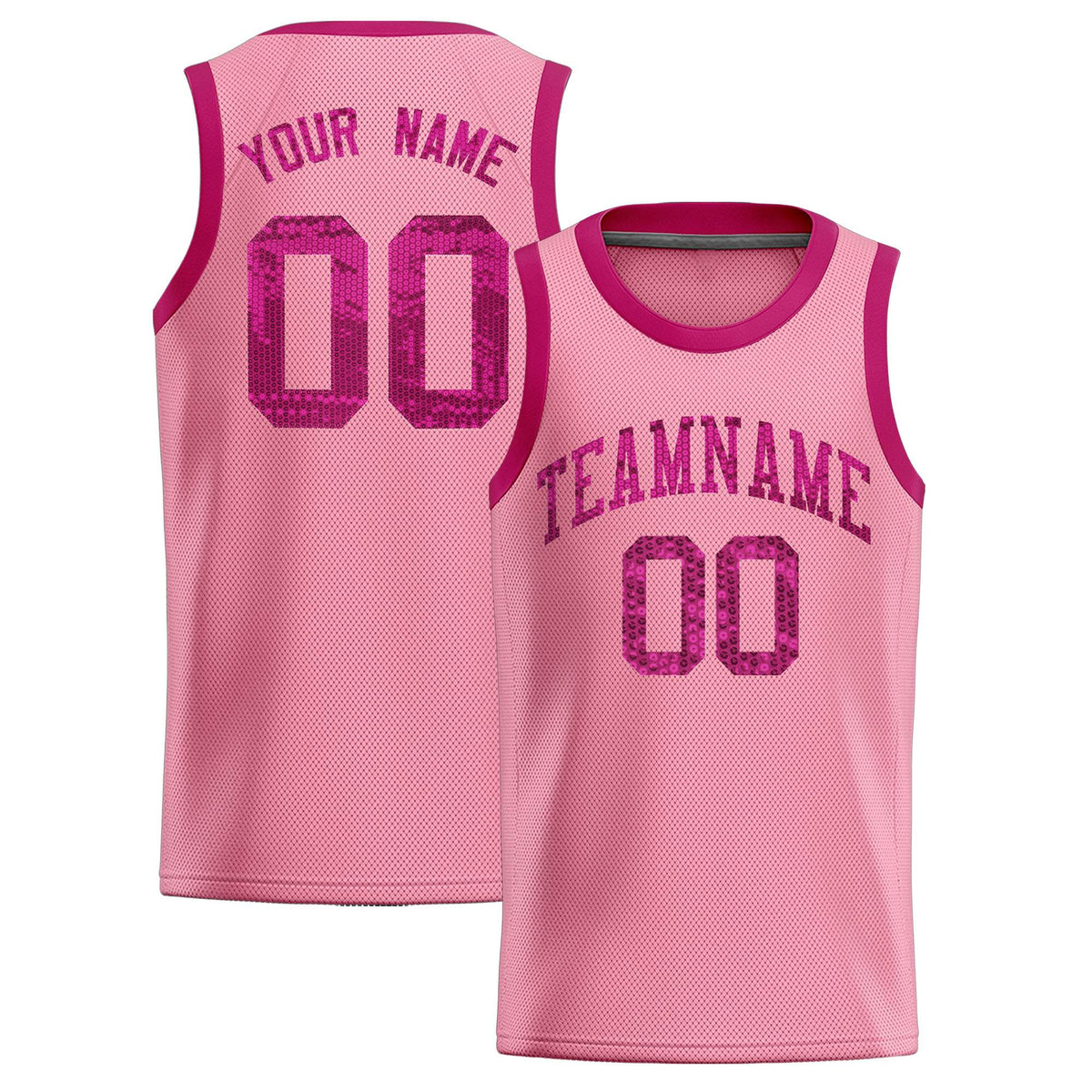 Custom Light Pink Sequined Tops Athletic Basketball Jersey