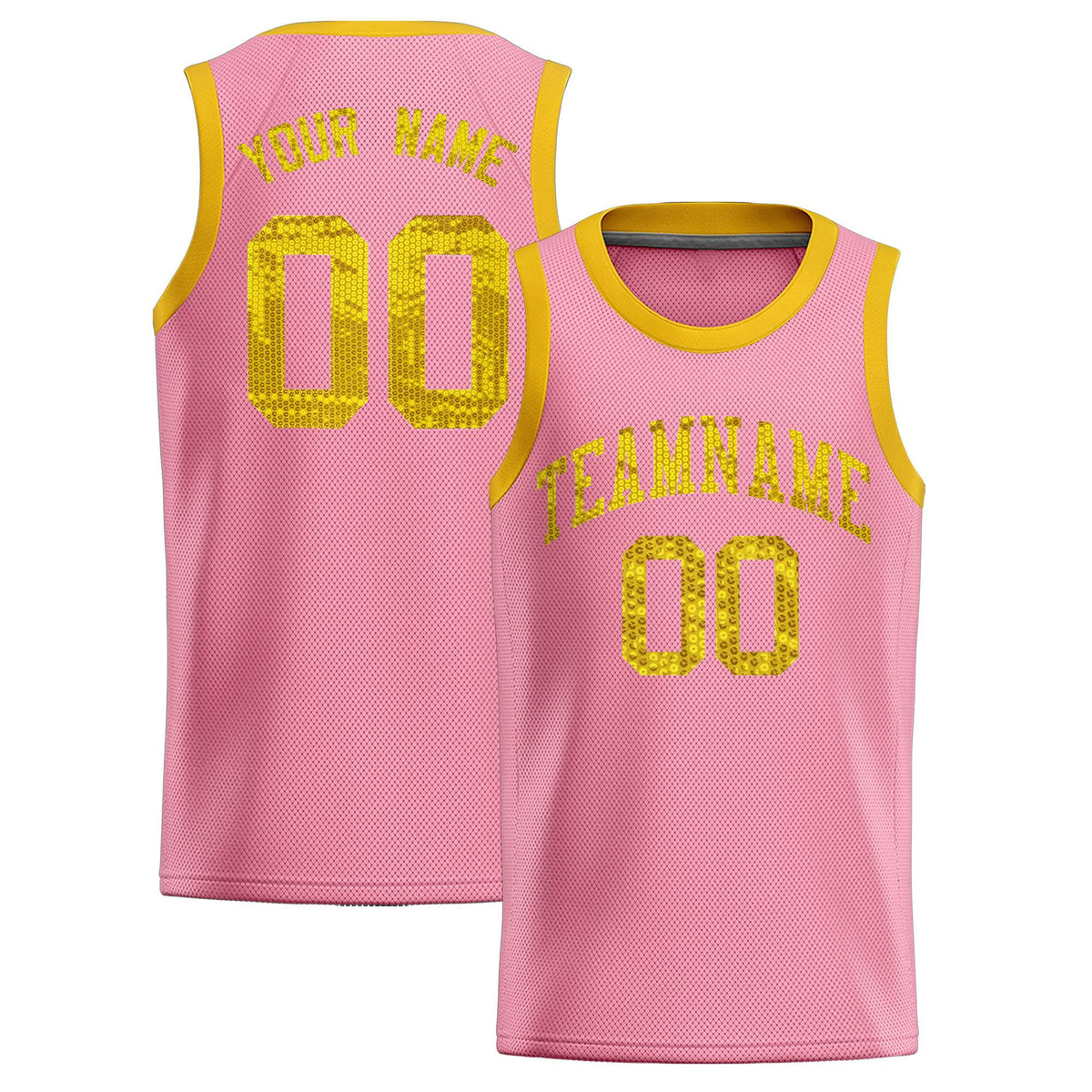 Custom Light Pink Sequined Tops Athletic Basketball Jersey