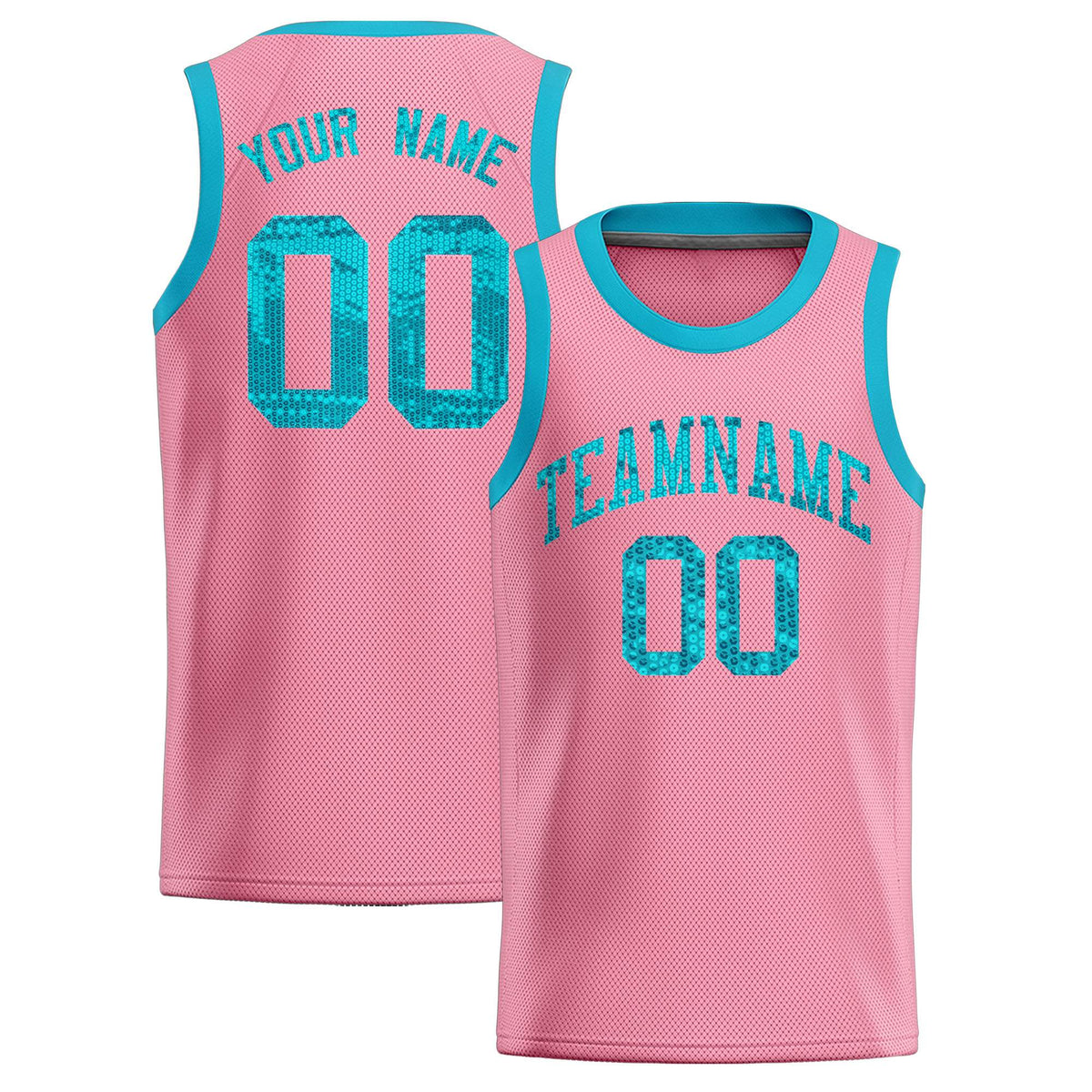 Custom Light Pink Sequined Tops Athletic Basketball Jersey