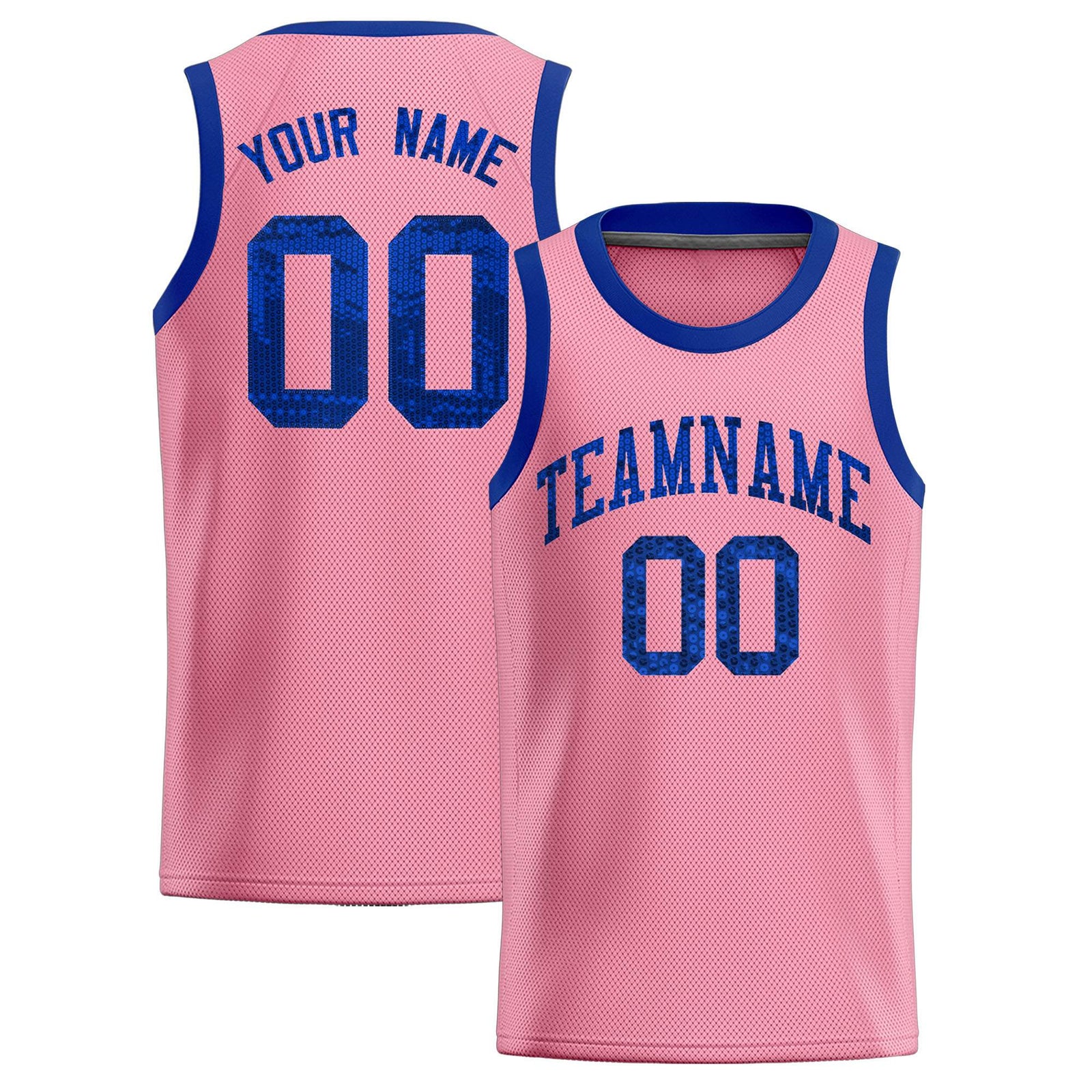Custom Light Pink Sequined Tops Athletic Basketball Jersey