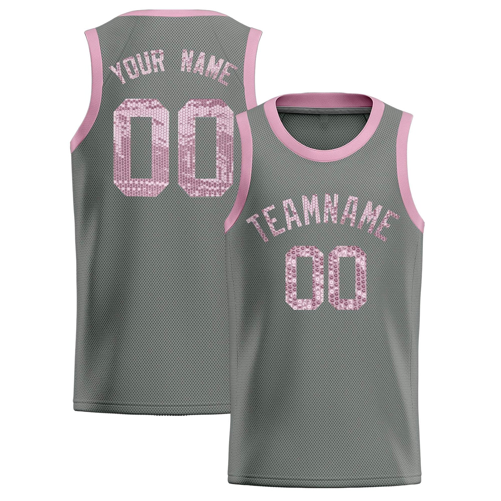 Custom Gray Sequined Tops Athletic Basketball Jersey