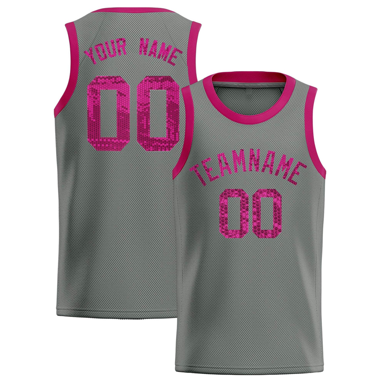 Custom Gray Sequined Tops Athletic Basketball Jersey