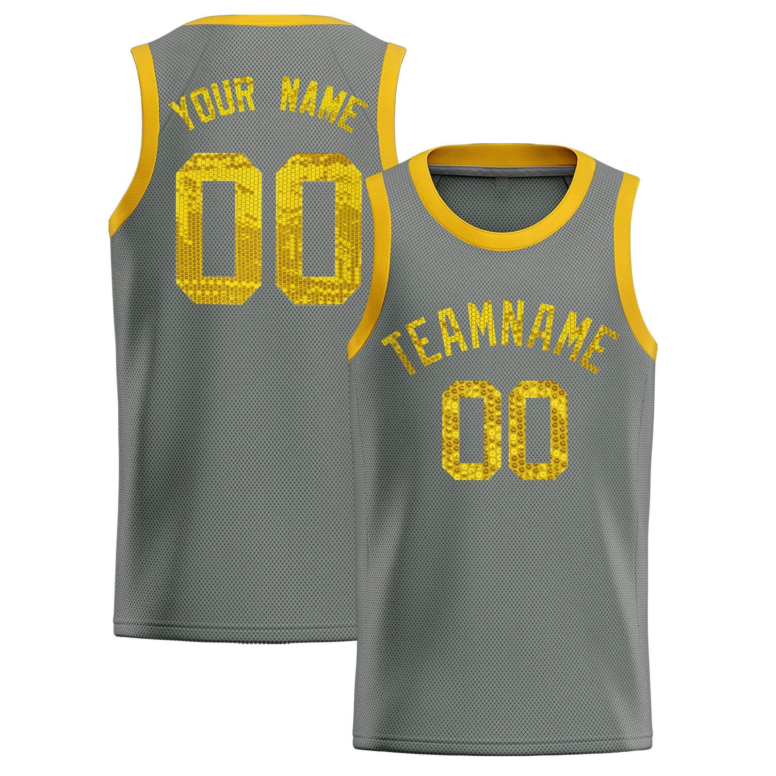 Custom Gray Sequined Tops Athletic Basketball Jersey