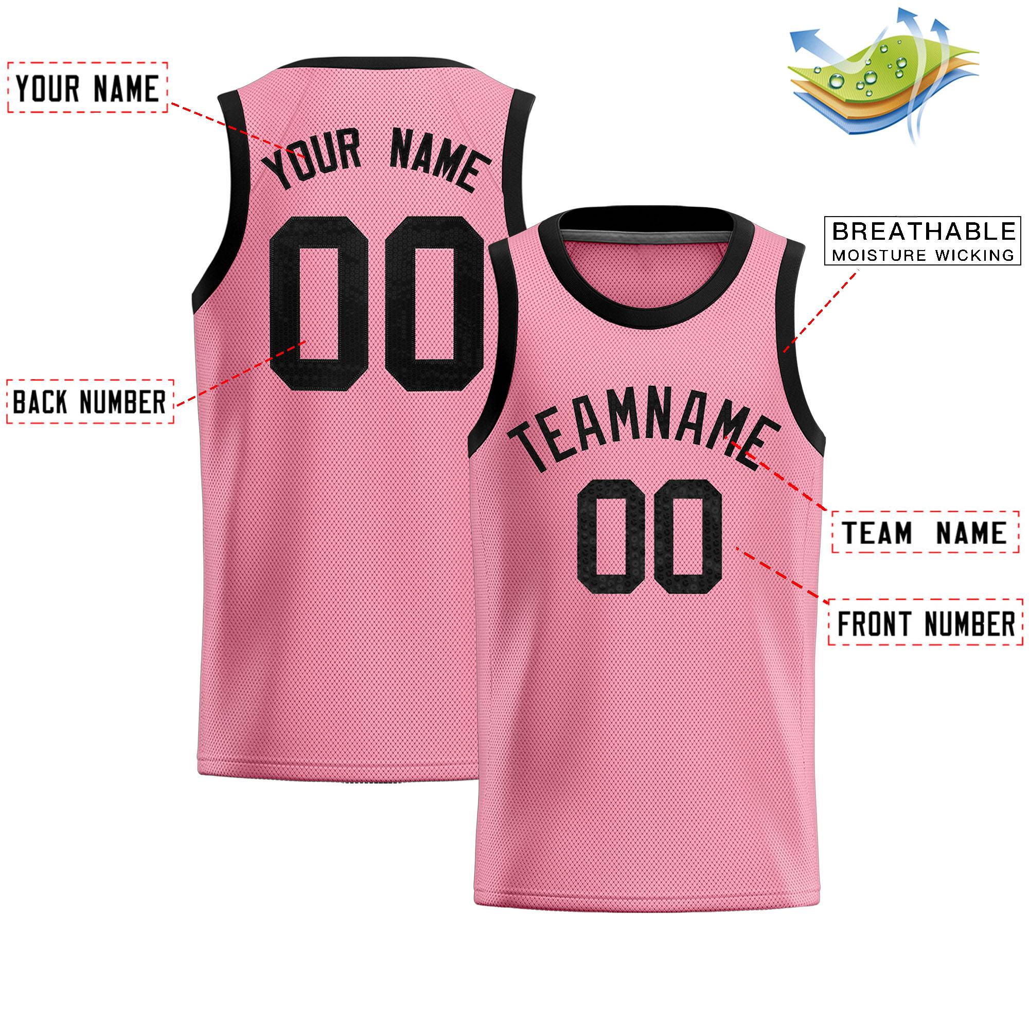Custom Light Pink Sequined Tops Athletic Basketball Jersey
