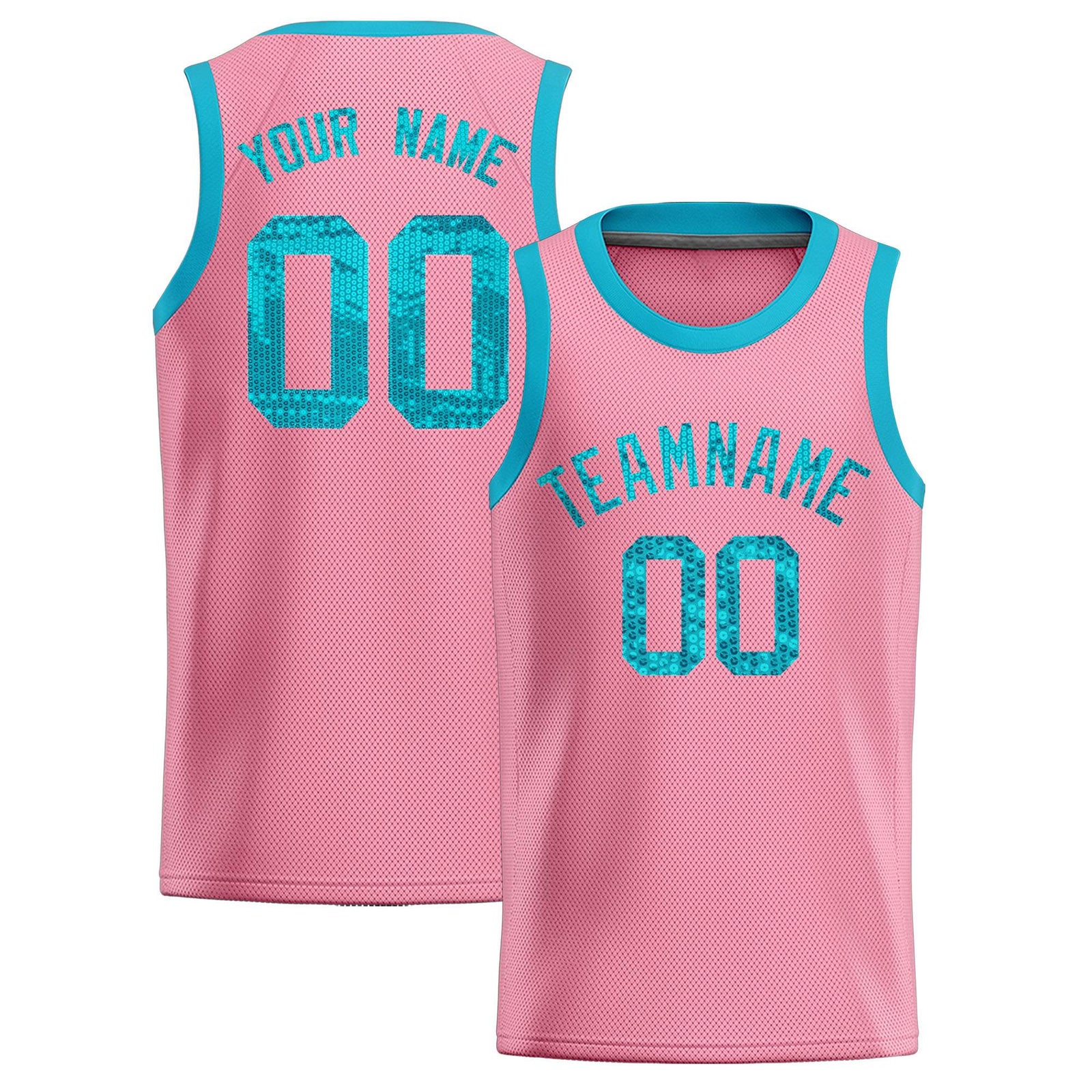 Custom Light Pink Sequined Tops Athletic Basketball Jersey