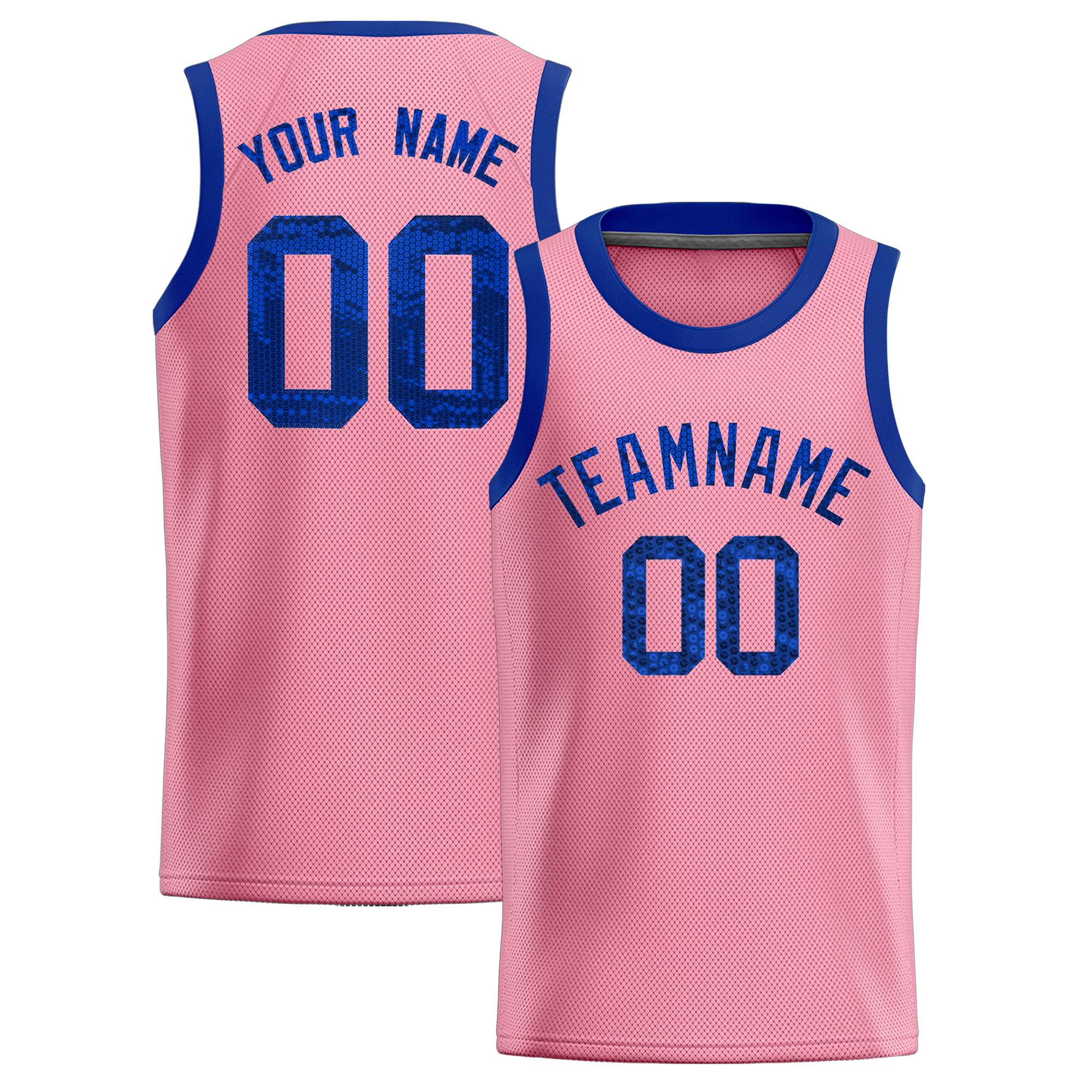 Custom Light Pink Sequined Tops Athletic Basketball Jersey