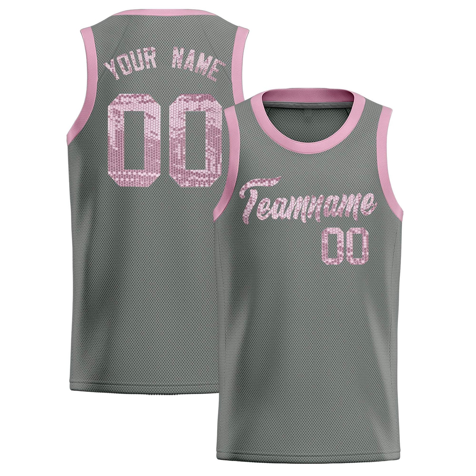 Custom Gray Sequined Tops Athletic Basketball Jersey