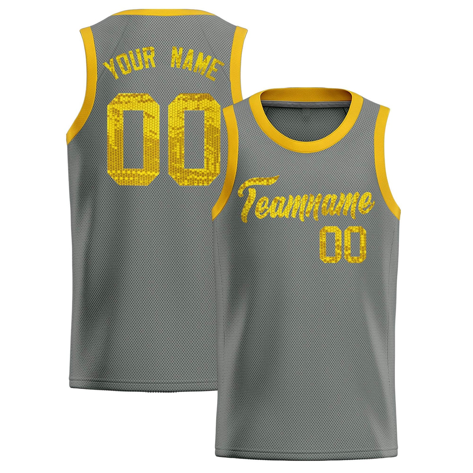 Custom Gray Sequined Tops Athletic Basketball Jersey