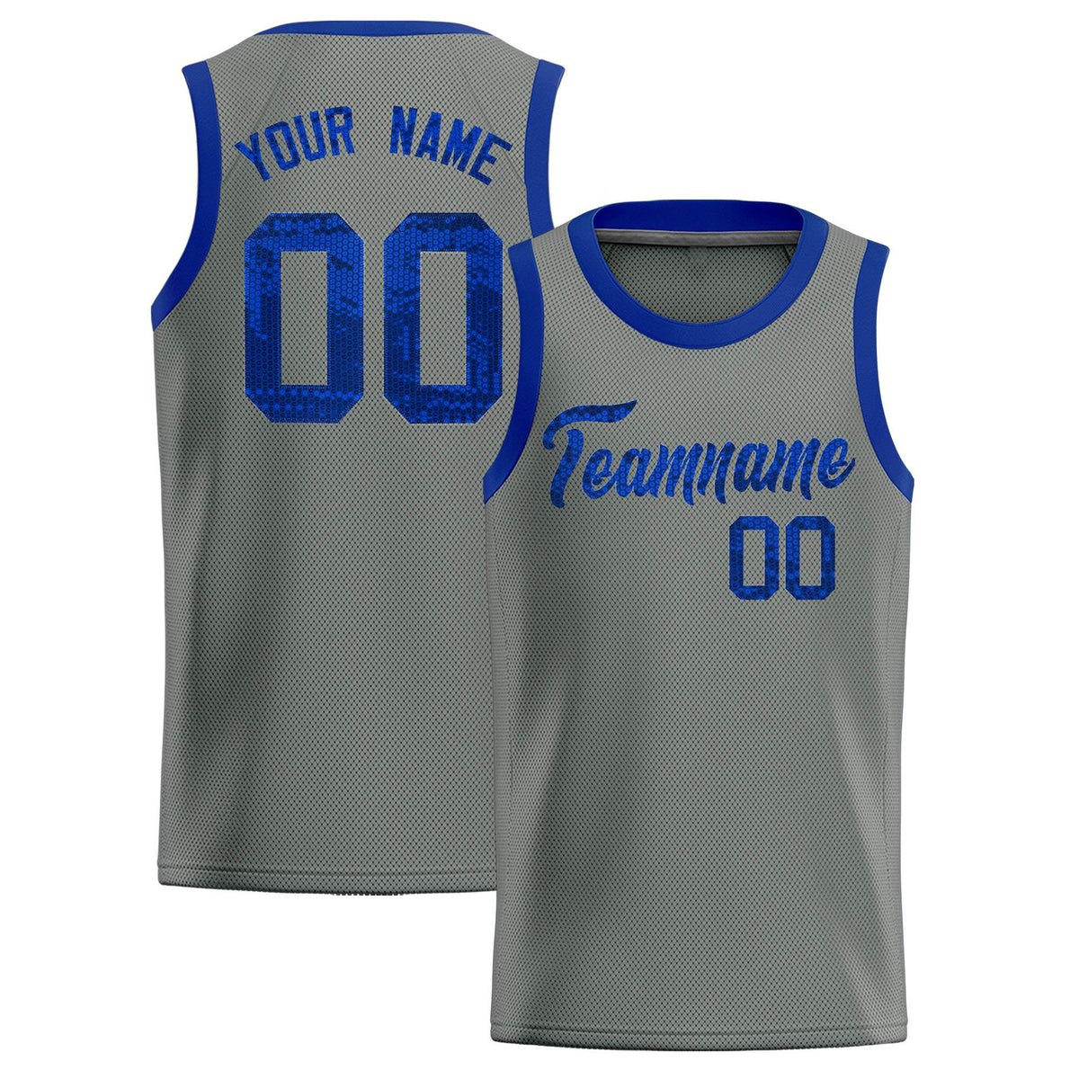 Custom Gray Sequined Tops Athletic Basketball Jersey