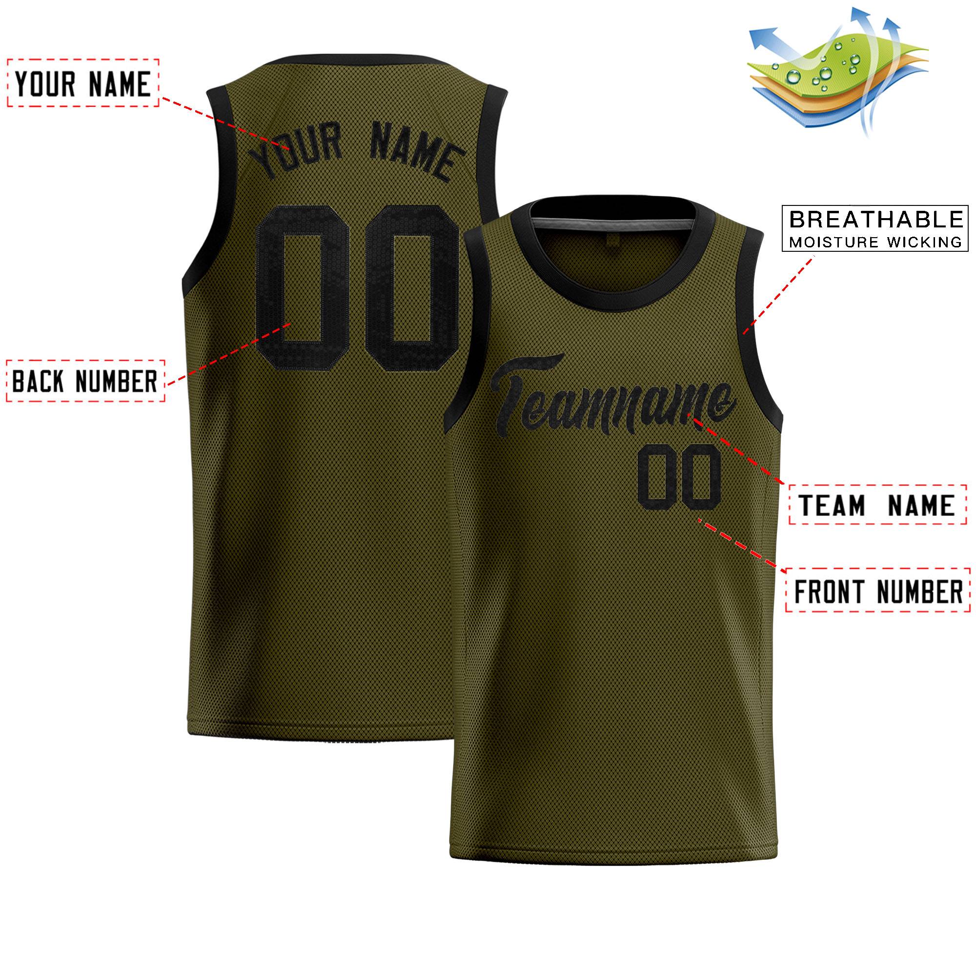 Custom Olive Sequined Tops Athletic Basketball Jersey