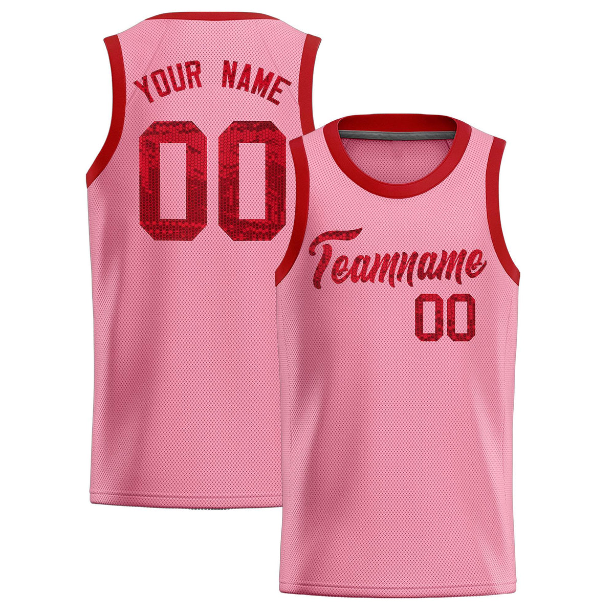 Custom Light Pink Sequined Tops Athletic Basketball Jersey