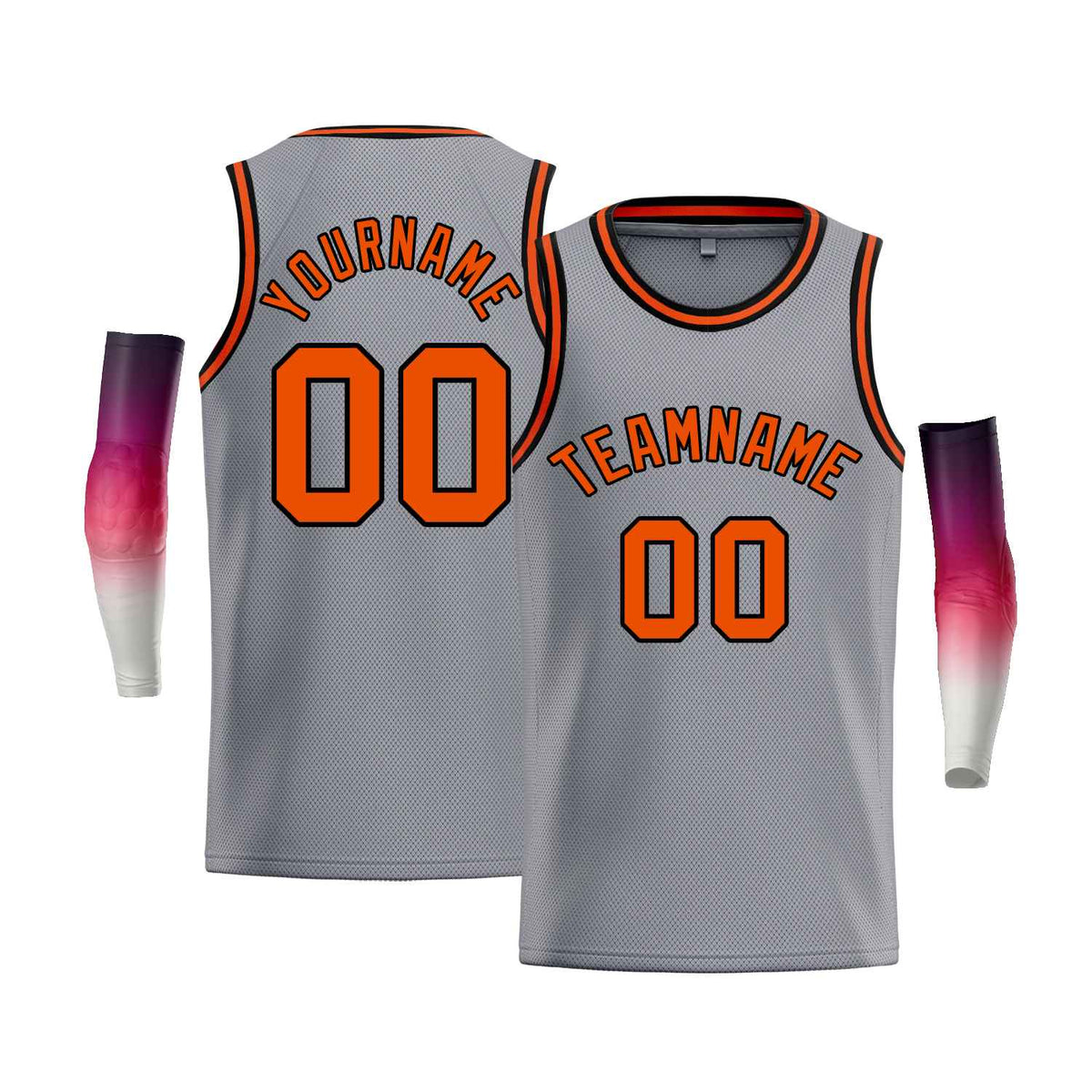 Custom Gray Black-Orange Classic Tops Men Casual Bull Basketball Jersey