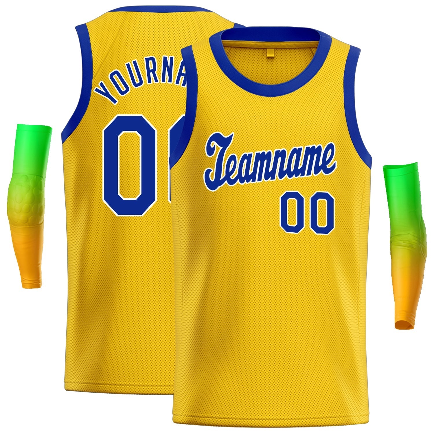Custom Yellow Royal-White Classic Tops Men/Boy Basketball Jersey