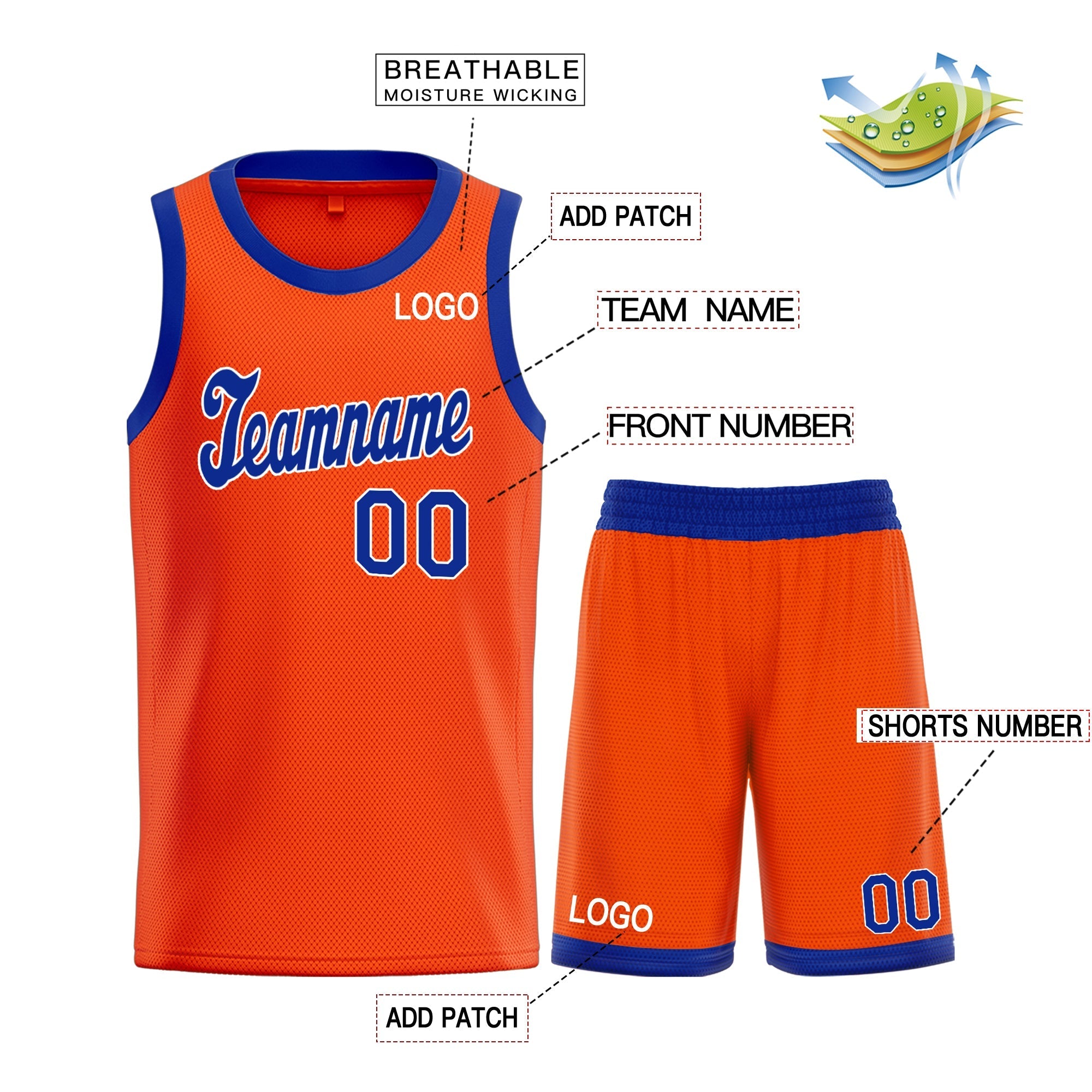 Custom Orange Royal White Classic Tops Men Casual Basketball Jersey